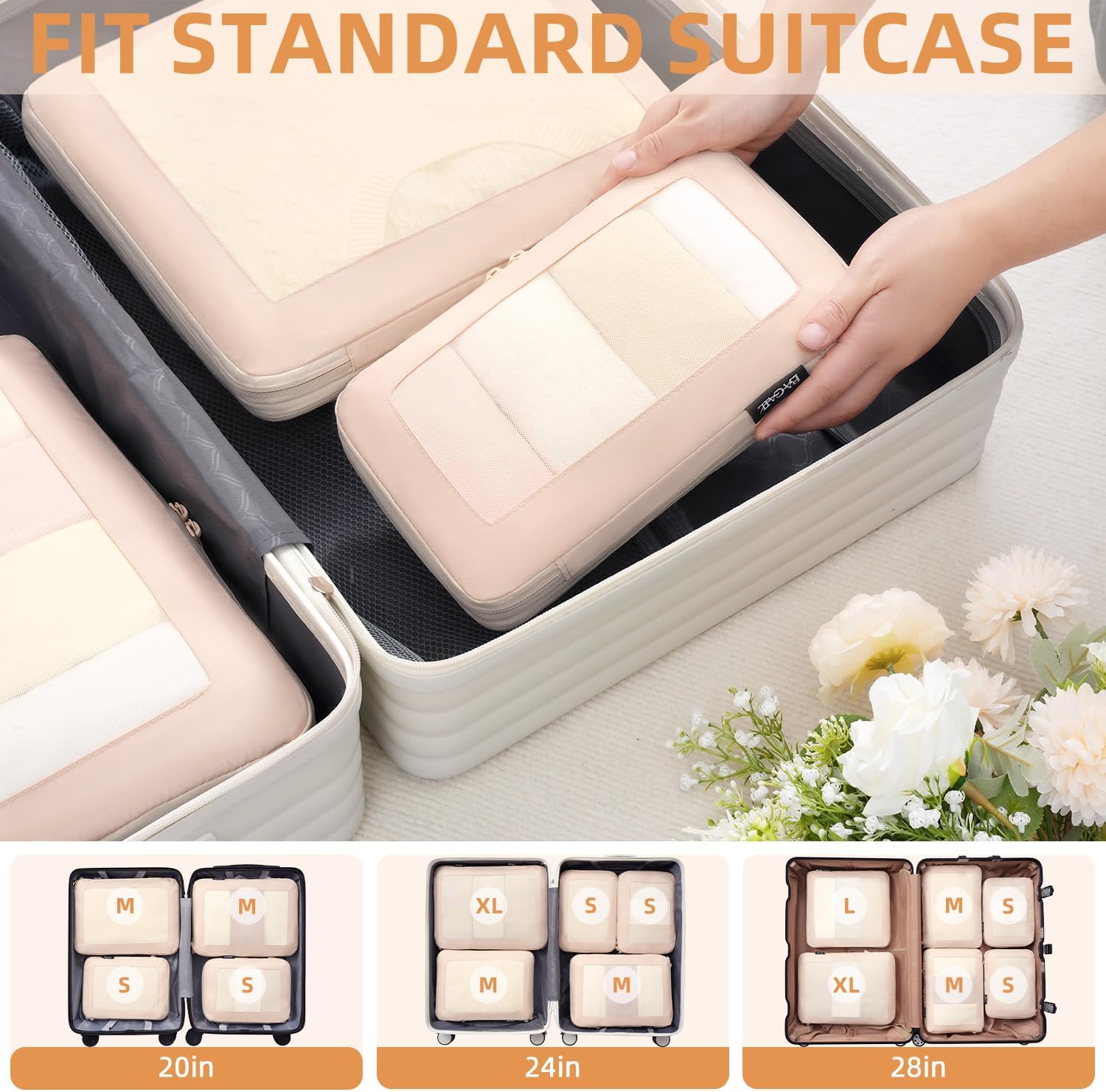 6 Set Square Mesh Compression Packing Cubes 