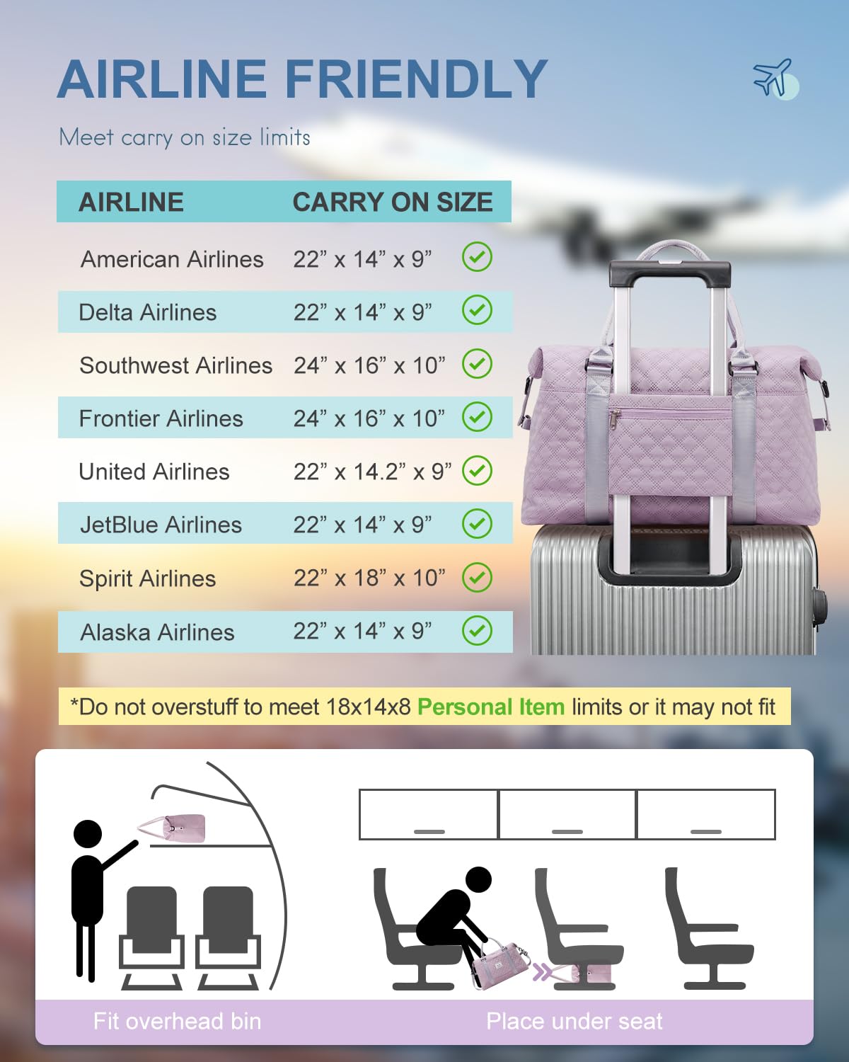 Travel Duffel Bag, Weekender Bags for Women, Overnight Gym Carry On Tote Bag with Wet Pocket,