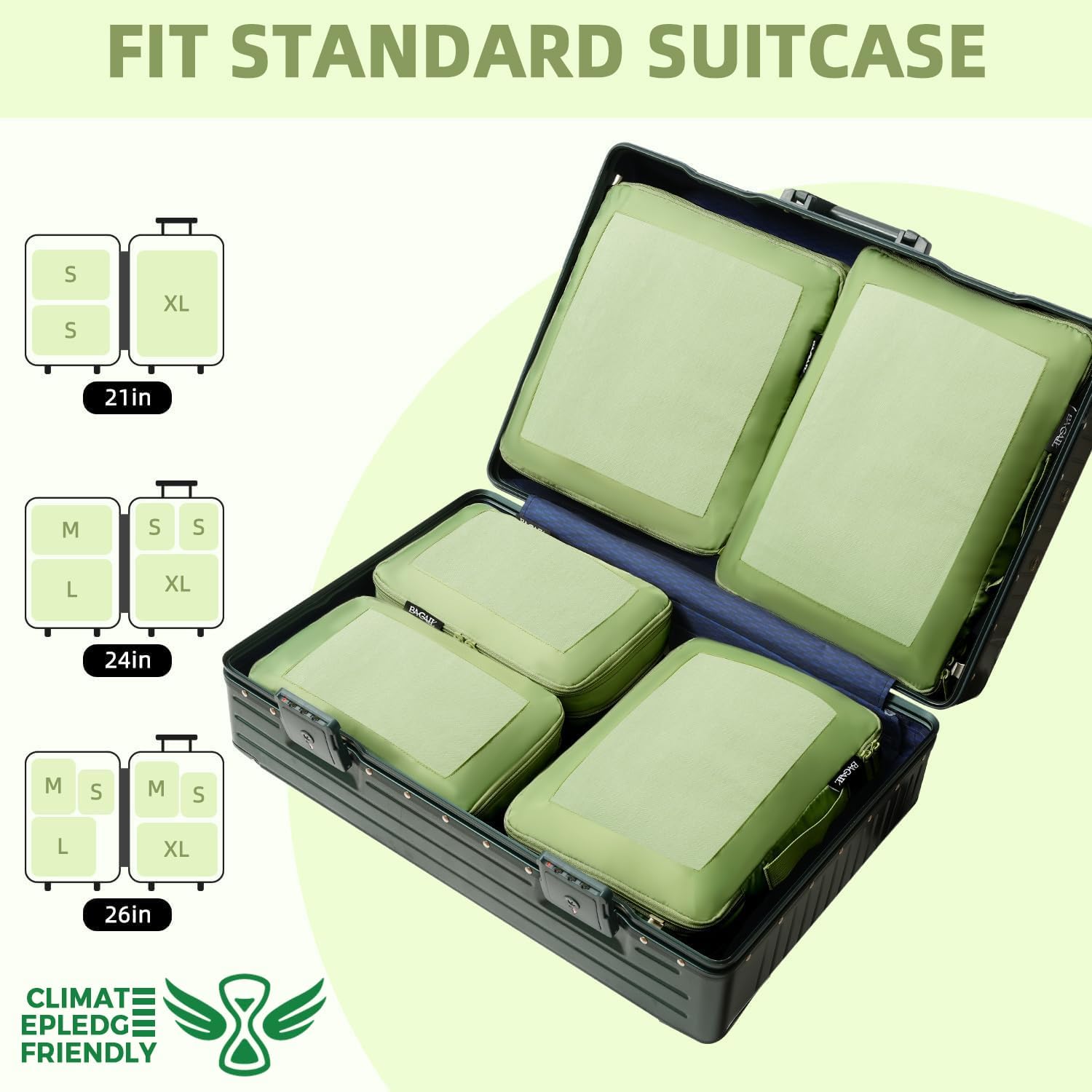 Square Mesh 6 Set Compression Packing Cubes Travel Accessories Expandable Packing Organizers 