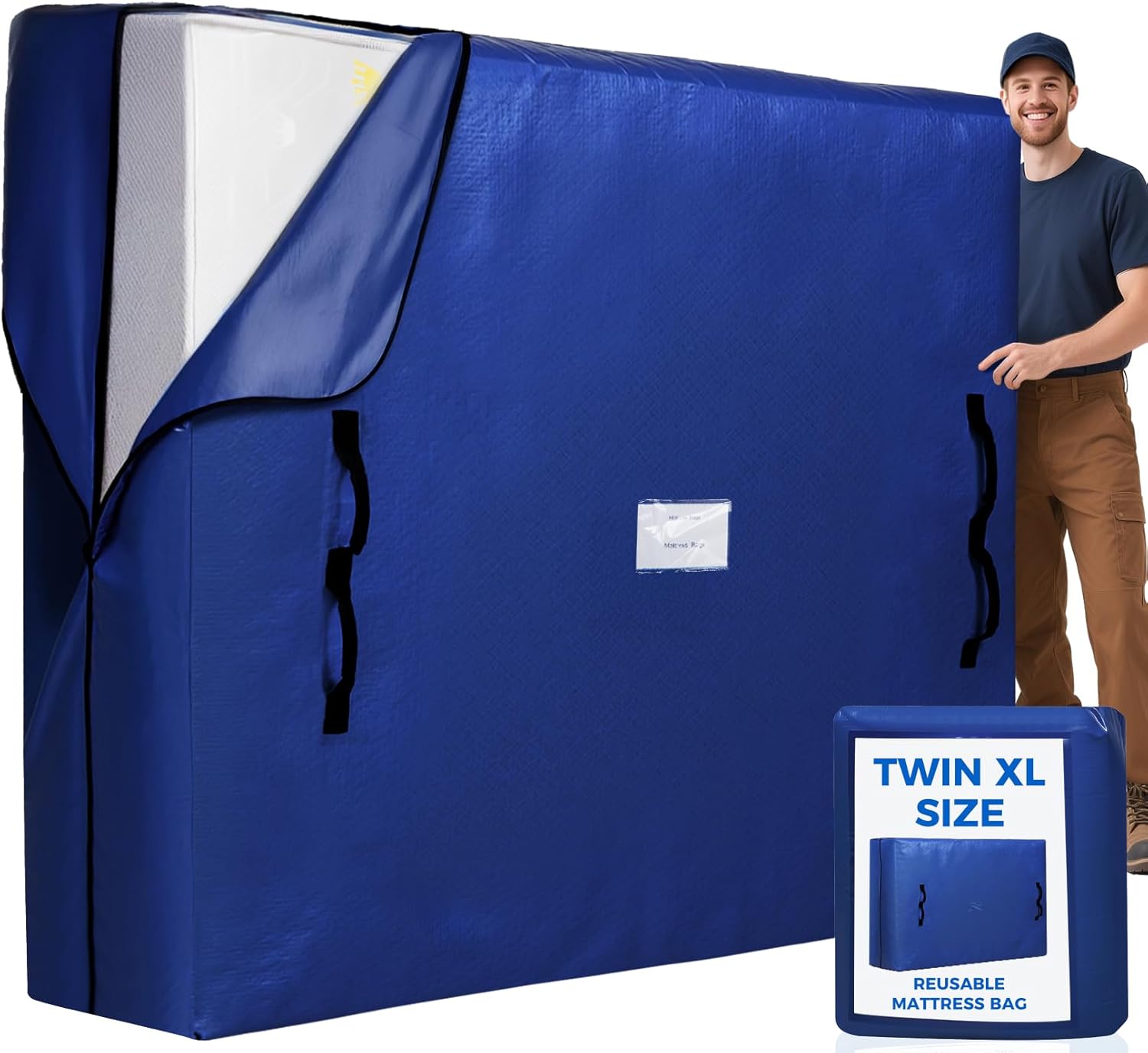 Mattress Bags for Moving, Mattress Covers with Heavy Duty Handles, Reusable 