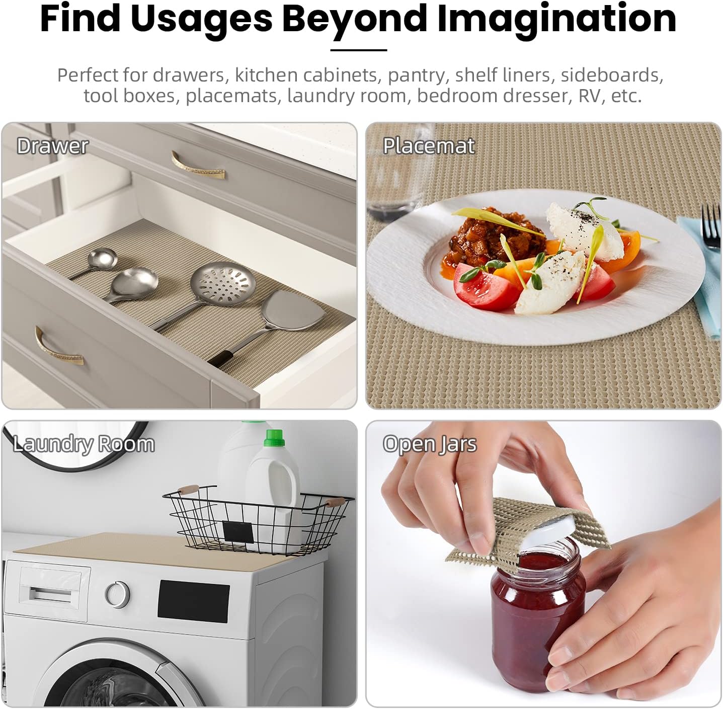 BAGAIL Drawer and Shelf Liner, 12 in X 10 Ft Non-Adhesive Shelf Liners for Kitchen Cabinets, Thick Strong Grip Liners for Desk, Shelves, Bathroom Drawers, Cabinet Protection - Black