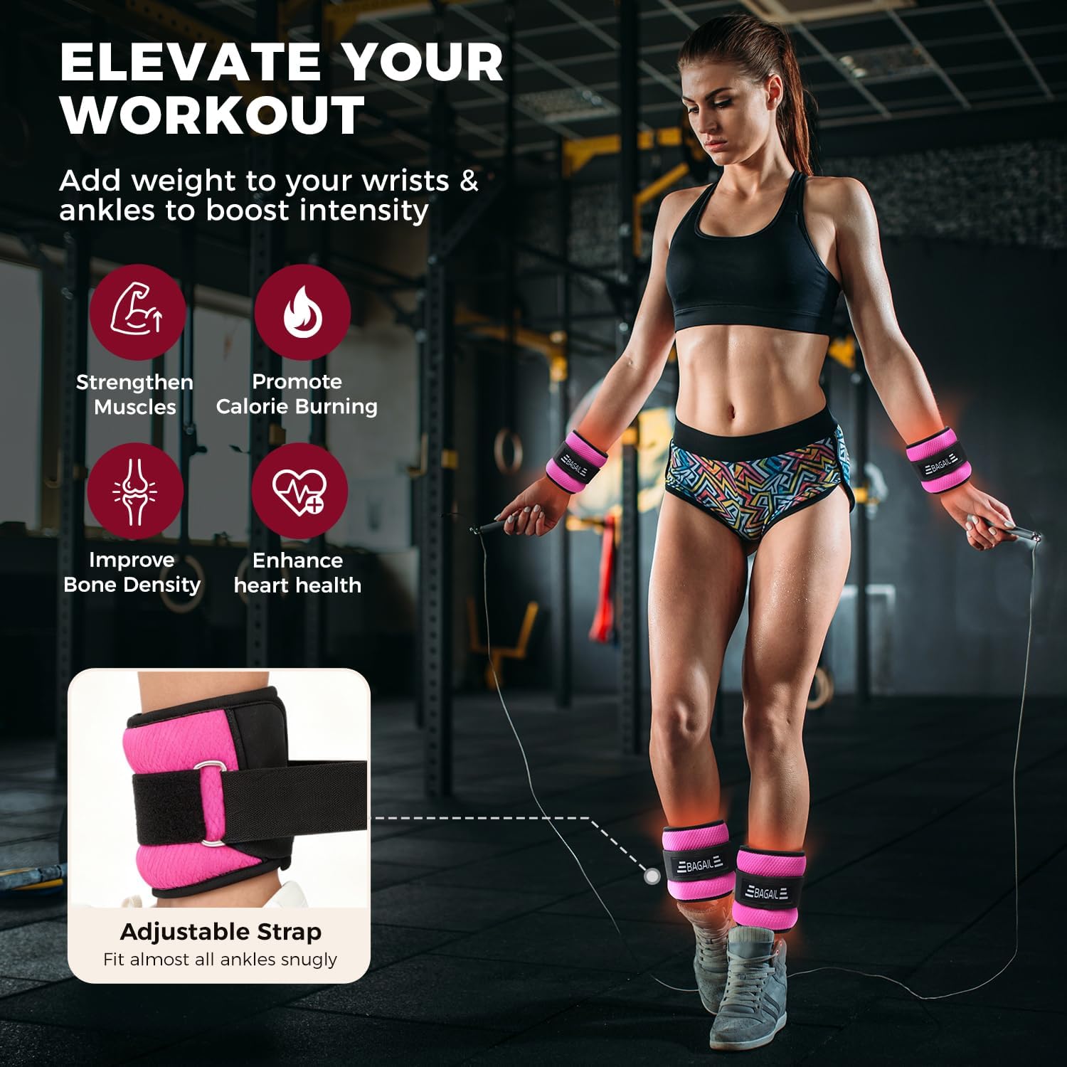 BAGAIL Ankle and Wrist Weights for Women & Men, 1 Pair 1/2/4/6/8/10 LBS Leg Weight with Sleek Design & Secure Fit, Arm Weighted Set for Walking, Running, Home Fitness & Physical Therapy