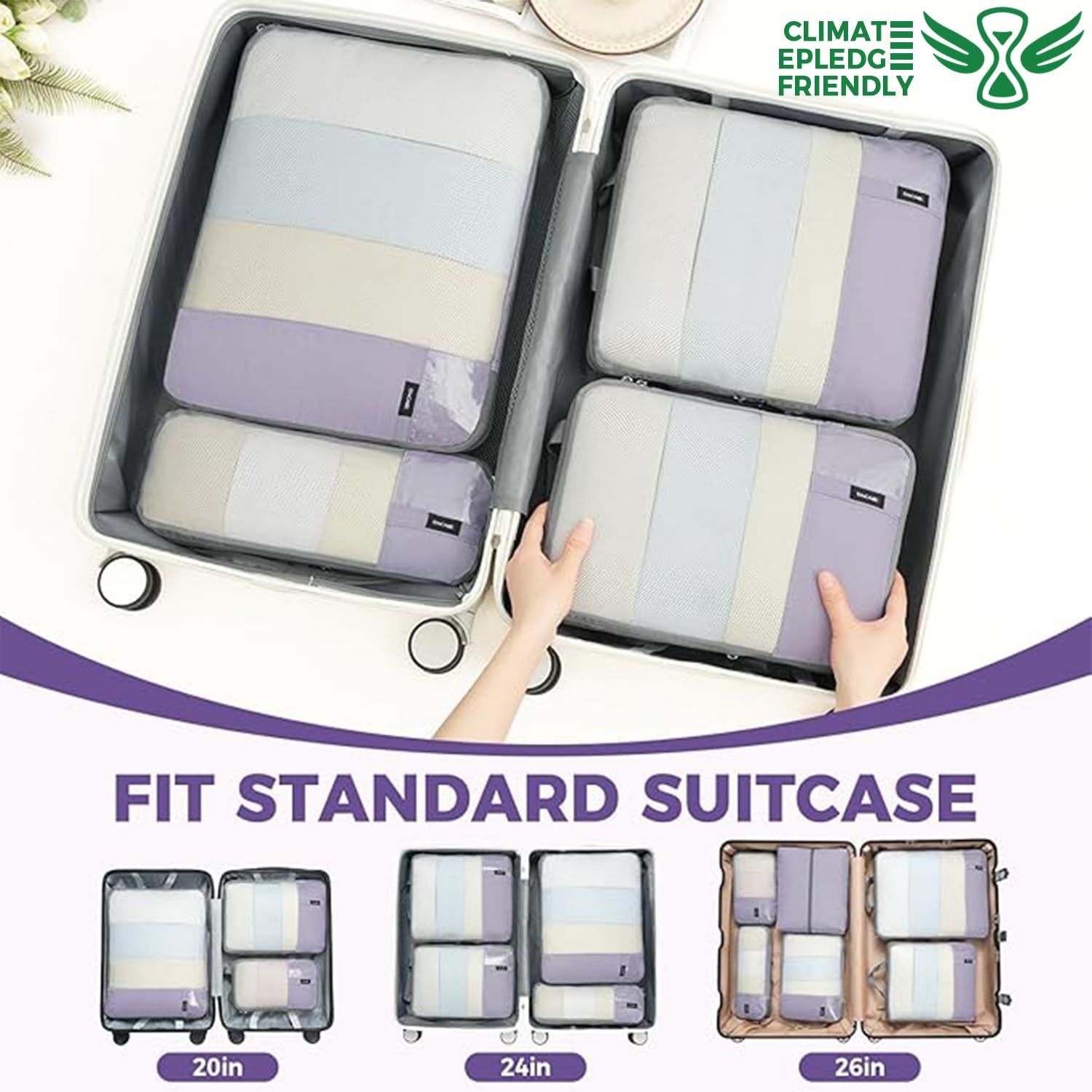 6 Set Label & Half Mesh Compression Packing Cubes with Packing List