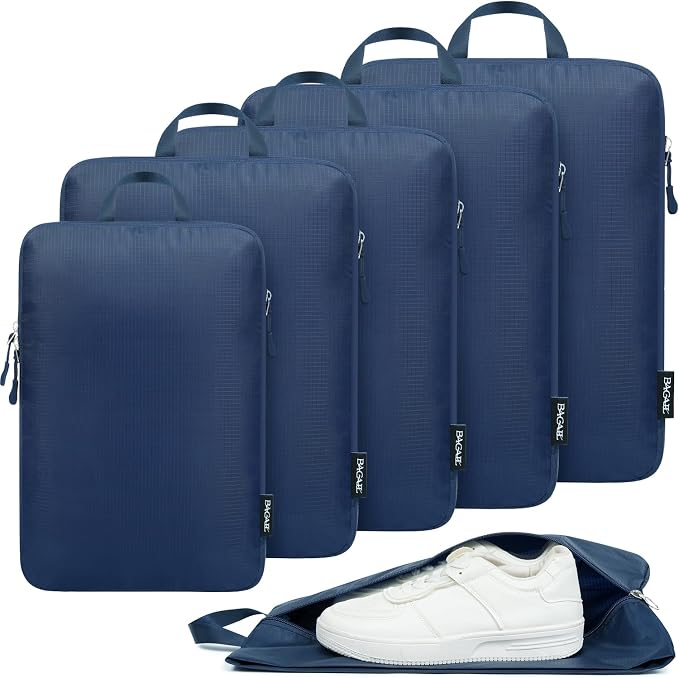 6-Set Ultralight Compression Packing Cubes: Water-Resistant Outdoor Gear Organizers with Shoe Bag – Heavy Duty Storage for Camping, Hiking & Backpacking