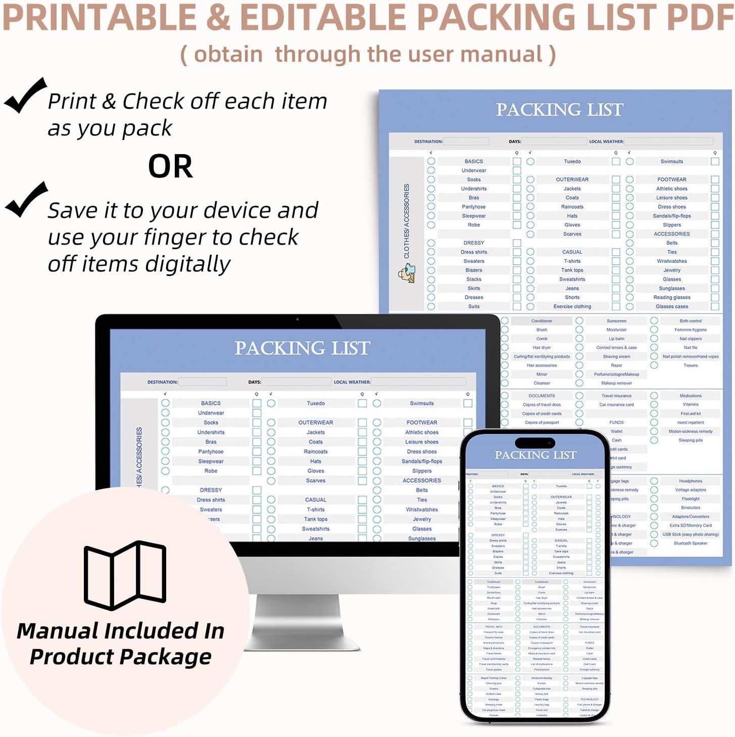 6 Set Label & Half Mesh Compression Packing Cubes with Packing List