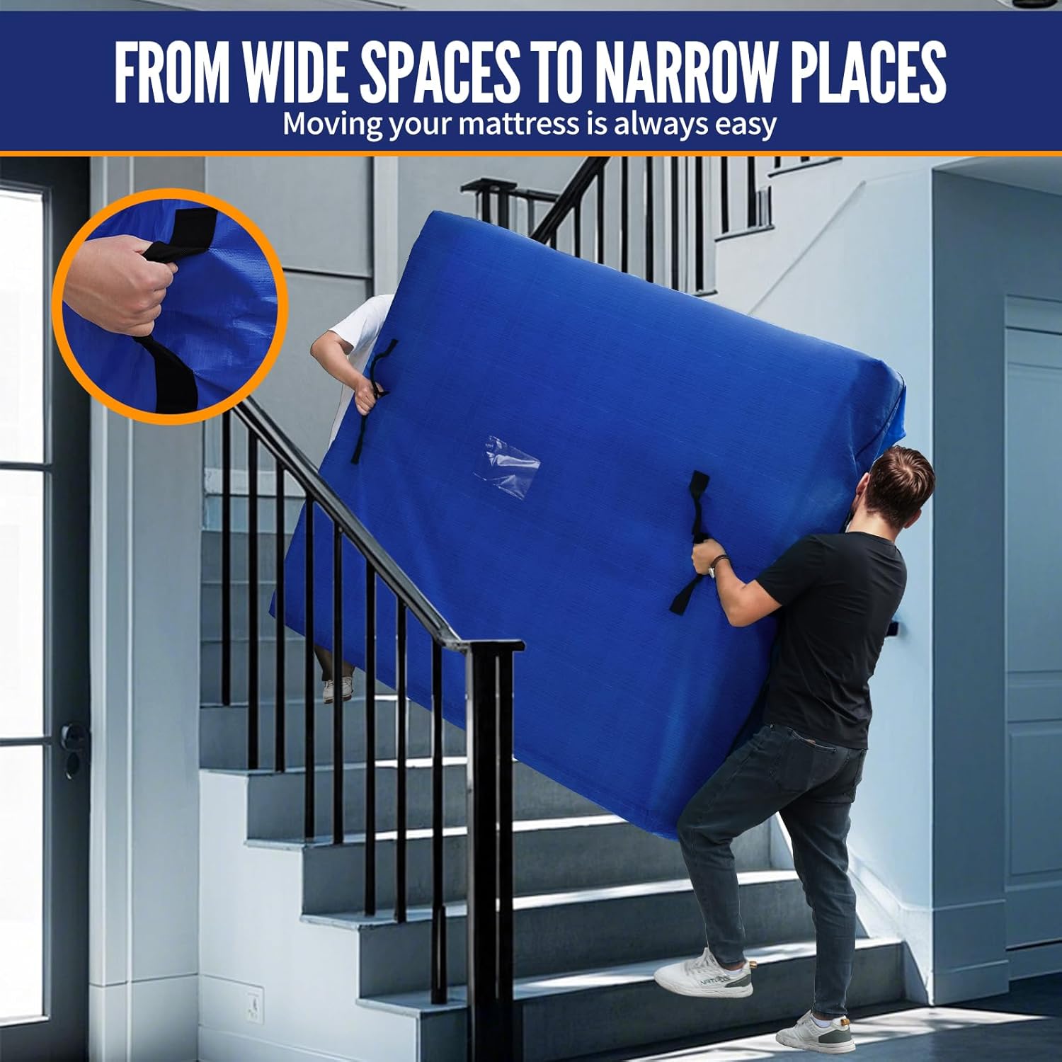 Mattress Bags for Moving, Mattress Covers with Heavy Duty Handles, Reusable 