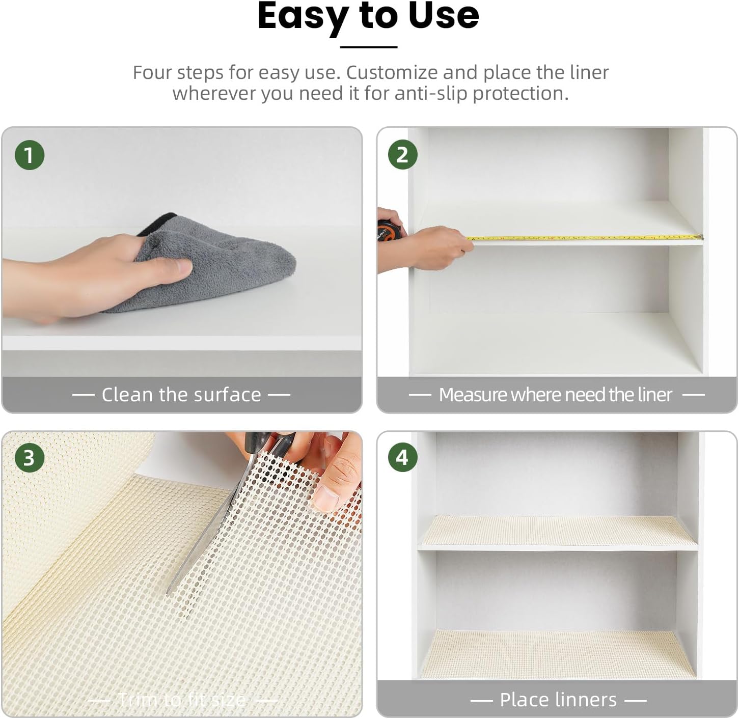 BAGAIL Drawer and Shelf Liner, 12 in X 10 Ft Non-Adhesive Shelf Liners for Kitchen Cabinets, Thick Strong Grip Liners for Desk, Shelves, Bathroom Drawers, Cabinet Protection - Black