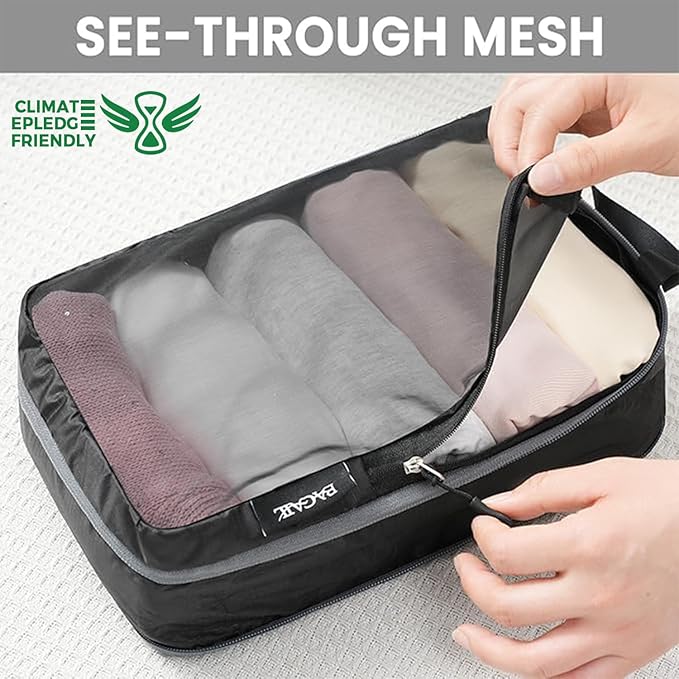 BAGAIL 6 Set Ultralight Compression Packing Cubes Packing Organizer for Travel Accessories Luggage Suitcase Backpack(70D FullMesh)