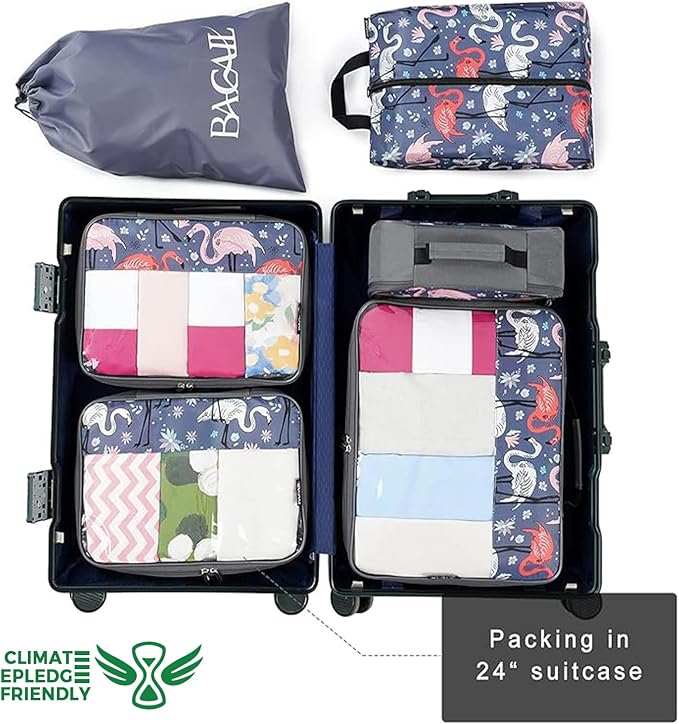 8 Set Packing Cubes Luggage Packing Organizer for Travel, Suitcase Packing Bags for Travel Accessories