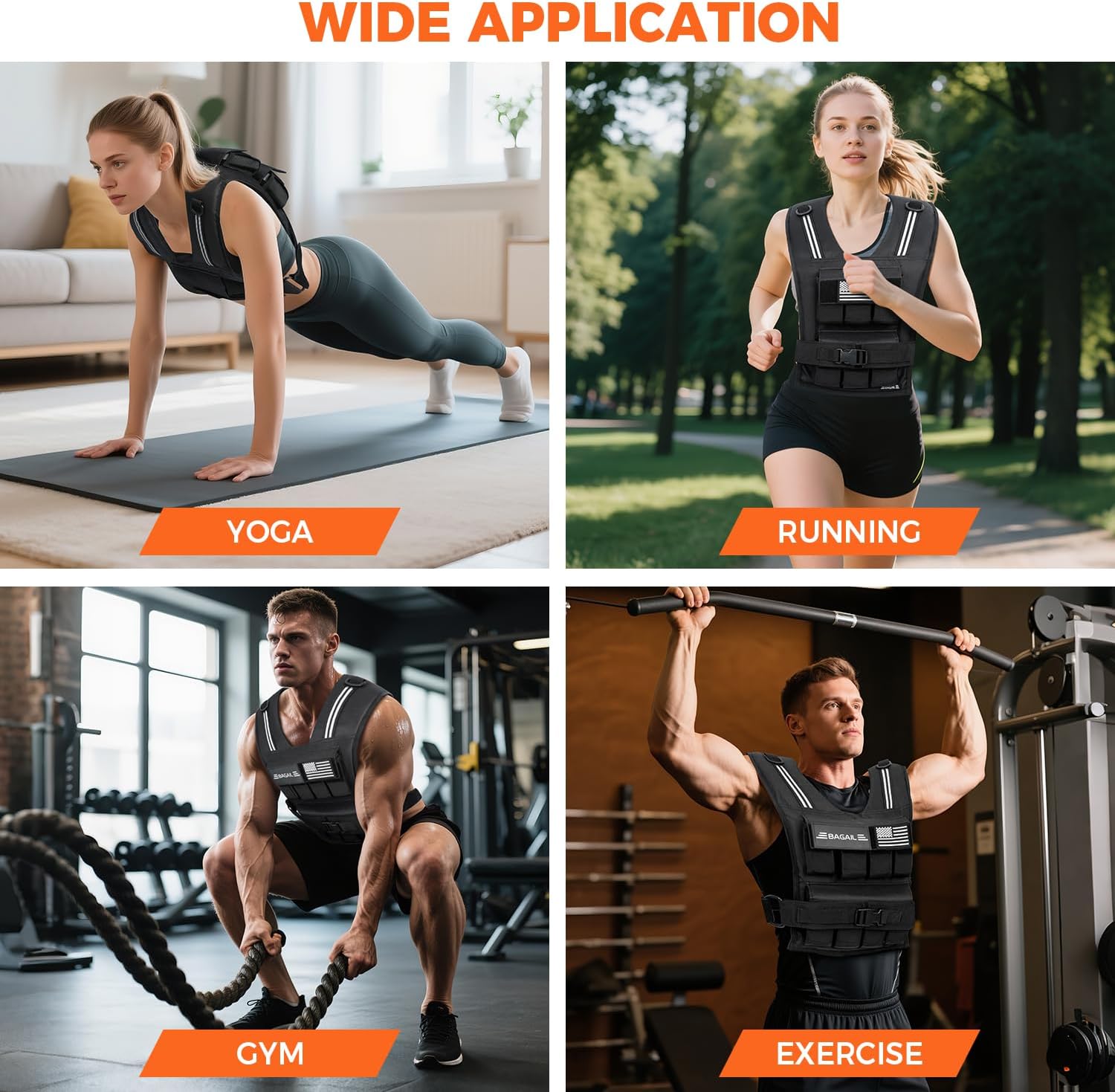 BAGAIL Weighted Vest Men, 20lb/30lb/40lb Adjustable Weight Vest for Woman with Removable Iron Weights, Women’s Rucking Vest for Walking, Workout, Running, Strength Training