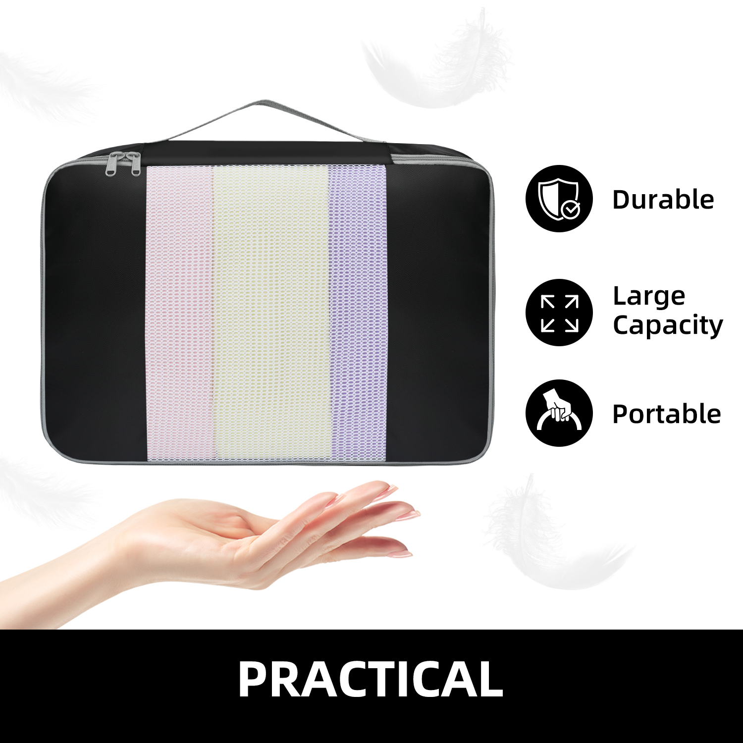 6 Set middle MeshPacking Cubes Various Sizes Packing Organizer for Travel Accessories Luggage Carry On Suitcas