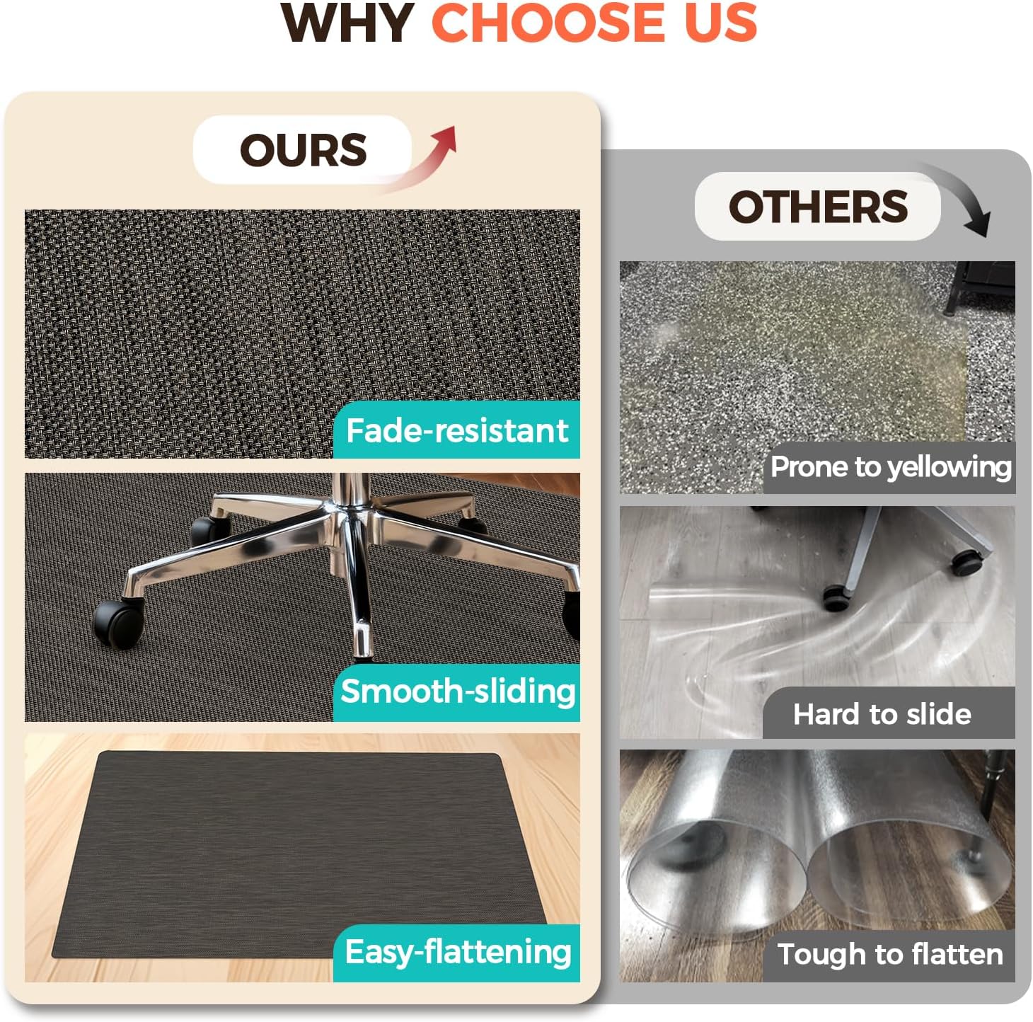 BAGAIL Office Chair Mat for Hardwood Floor, Heavy Duty Computer Chair Mat - Fast Flat & Smooth Glide - Non-Slip Desk Chair Floor Protector for Home Office