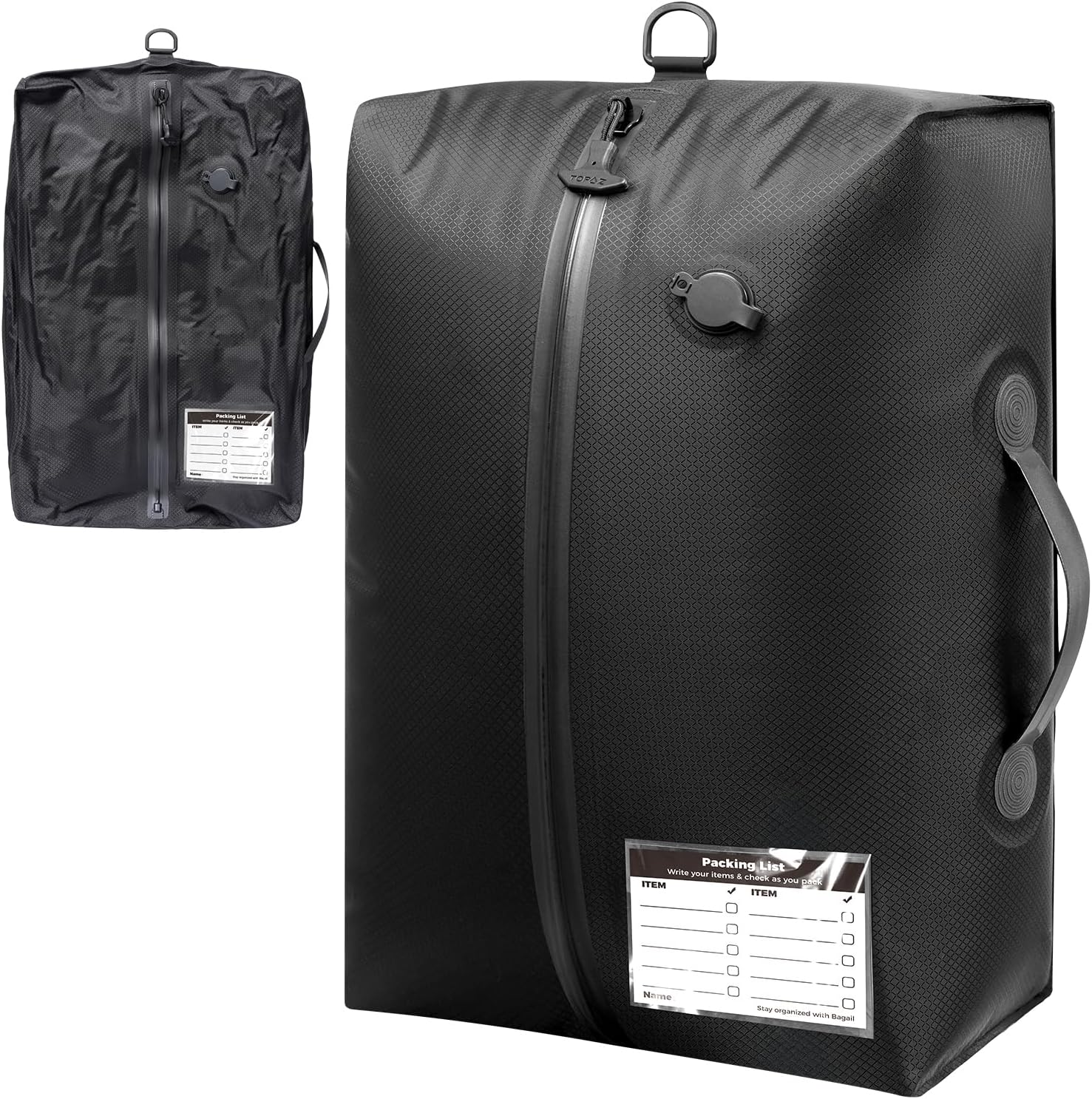 BAGAIL TPU Travel Vacuum Bags with Tag Pocket, IPX8 Waterproof Zipper, Reusable Space Saver Bags for Suitcase and Backpack-BAGAIL