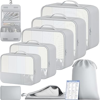 9 Set Label Packing Cubes with Packing List Luggage Packing Organizers for Travel Accessories