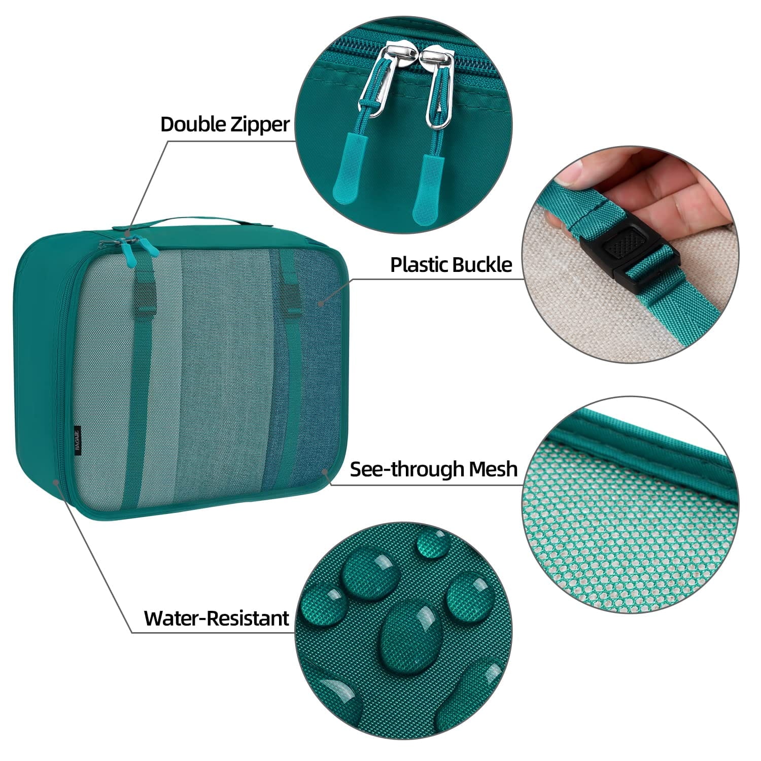 6 Set Packing Cubes Various Sizes Packing Organizer with Makeup Bag& Shoe Bag