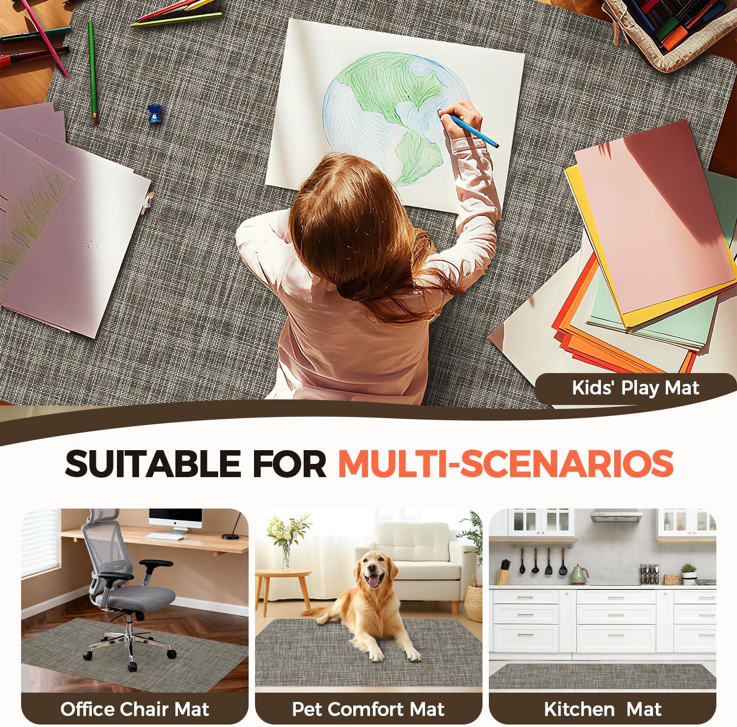 BAGAIL Office Chair Mat for Hardwood Floor, Heavy Duty Computer Chair Mat - Fast Flat & Smooth Glide - Non-Slip Desk Chair Floor Protector for Home Office