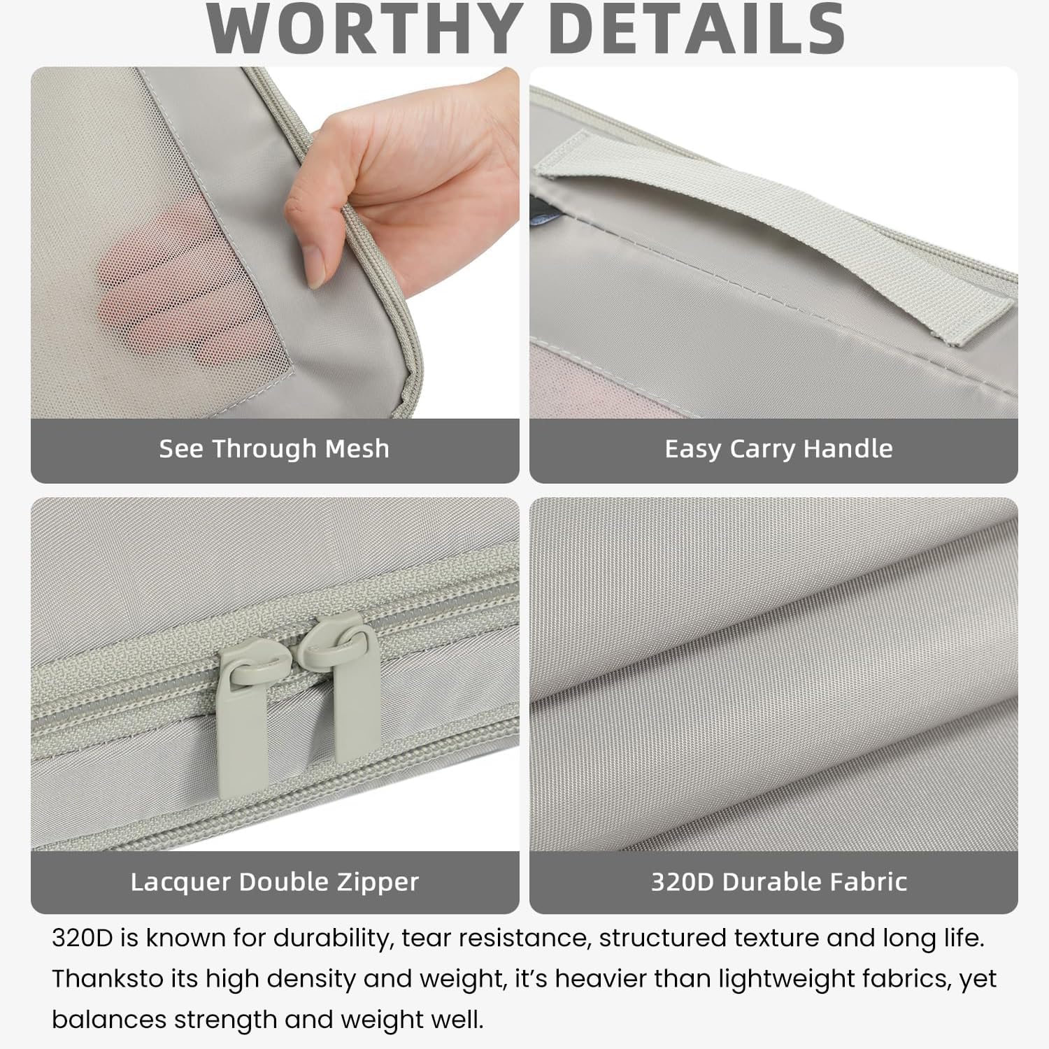 Square Mesh 6 Set Compression Packing Cubes Travel Accessories Expandable Packing Organizers 