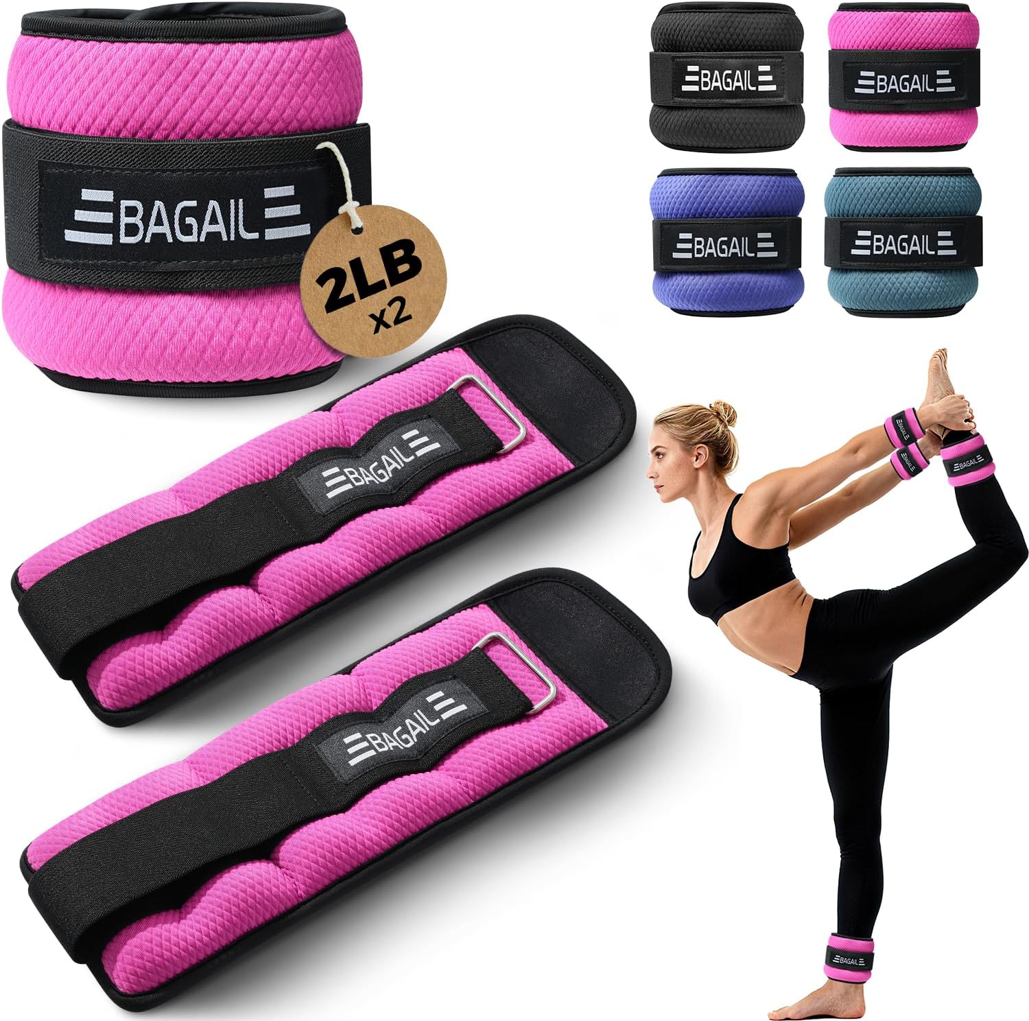 BAGAIL Ankle and Wrist Weights for Women & Men, 1 Pair 1/2/4/6/8/10 LBS Leg Weight with Sleek Design & Secure Fit, Arm Weighted Set for Walking, Running, Home Fitness & Physical Therapy