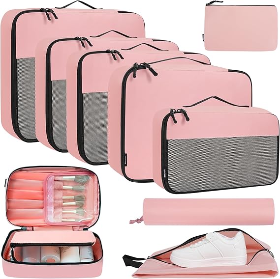 Half Mesh 8 Set Packing Cubes Luggage Packing Organizers for Travel Accessories