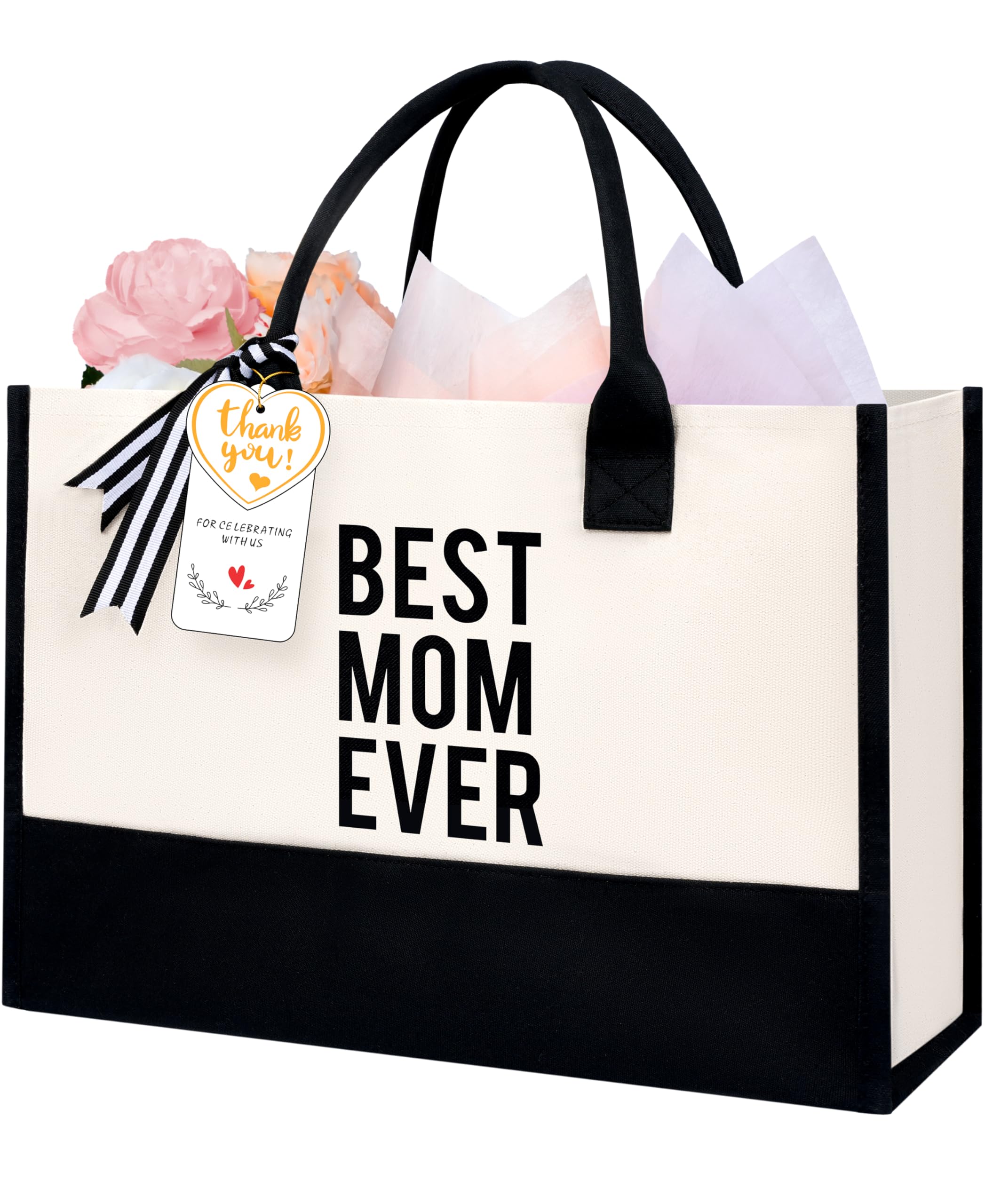 BAGAIL Initial Tote Bag, Personalized Birthday Gifts for Women, Teacher, Friends, Mom, Wedding, Monogrammed Beach Bag(1pcs-Ivory, S)