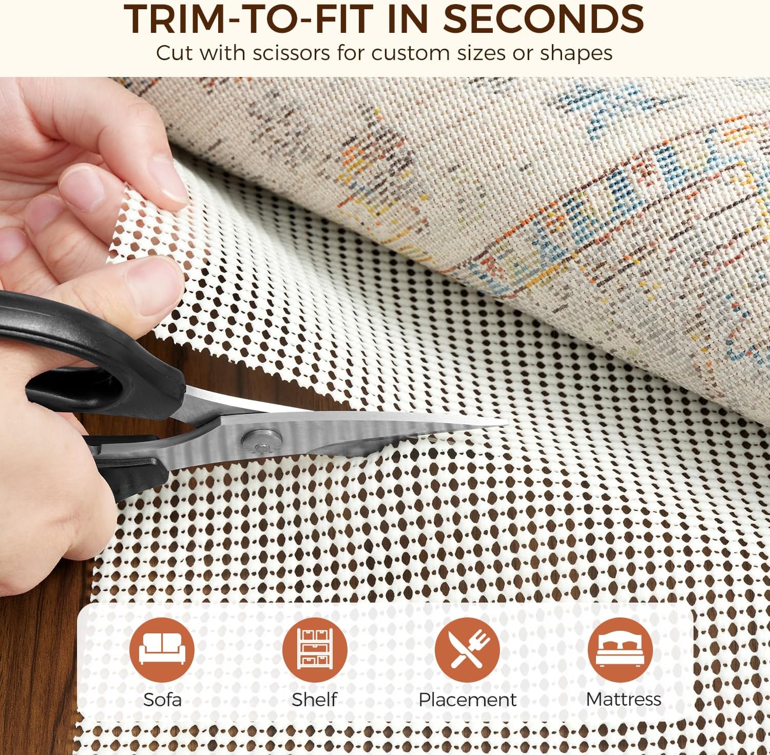 BAGAIL BASICS Rug Pad Gripper for Hardwood Floors, Non Slip Rug Pads for Area Rugs, Extra Thick Under Rug Padding, Protect Your Rugs & Floors