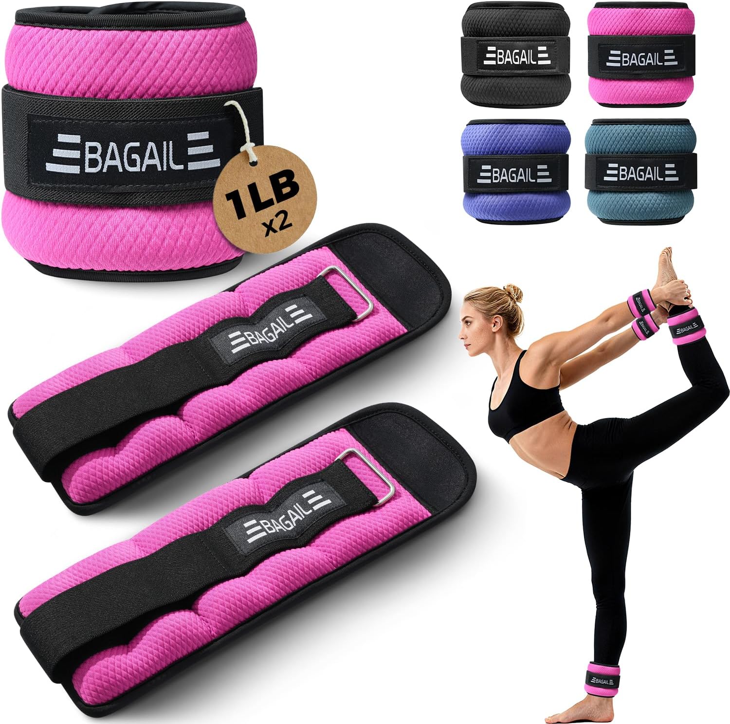 BAGAIL Ankle and Wrist Weights for Women & Men, 1 Pair 1/2/4/6/8/10 LBS Leg Weight with Sleek Design & Secure Fit, Arm Weighted Set for Walking, Running, Home Fitness & Physical Therapy