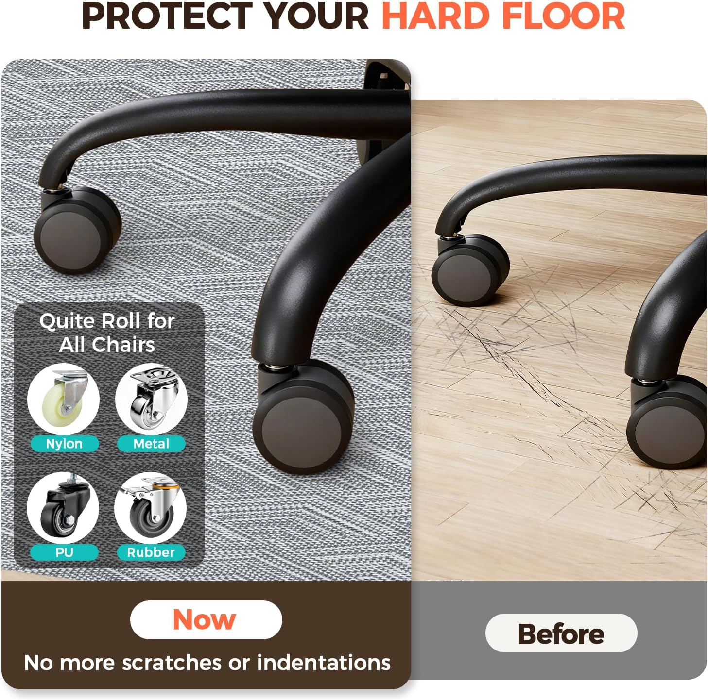 BAGAIL Office Chair Mat for Hardwood Floor, Heavy Duty Computer Chair Mat - Fast Flat & Smooth Glide - Non-Slip Desk Chair Floor Protector for Home Office