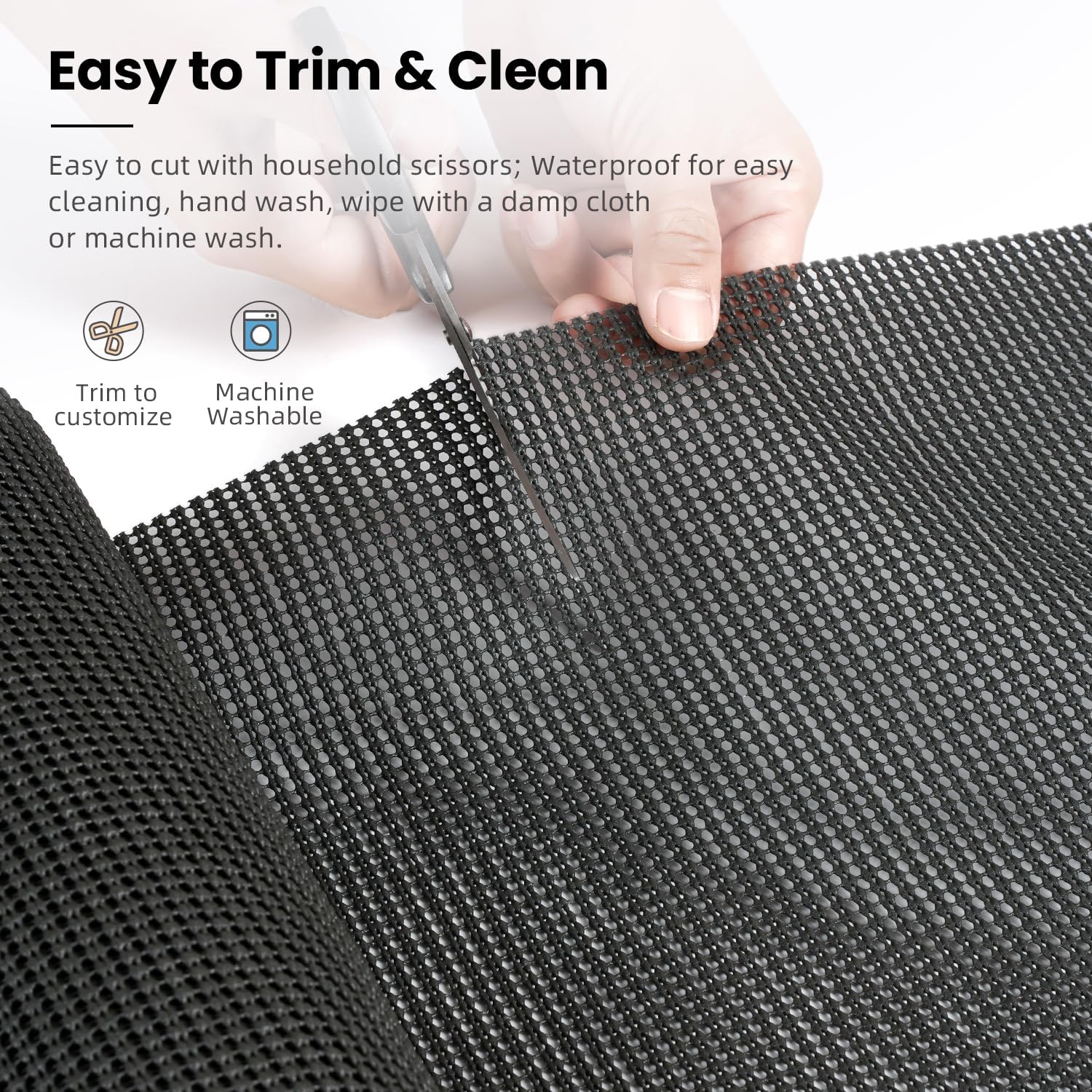 BAGAIL Drawer and Shelf Liner, 12 in X 10 Ft Non-Adhesive Shelf Liners for Kitchen Cabinets, Thick Strong Grip Liners for Desk, Shelves, Bathroom Drawers, Cabinet Protection - Black