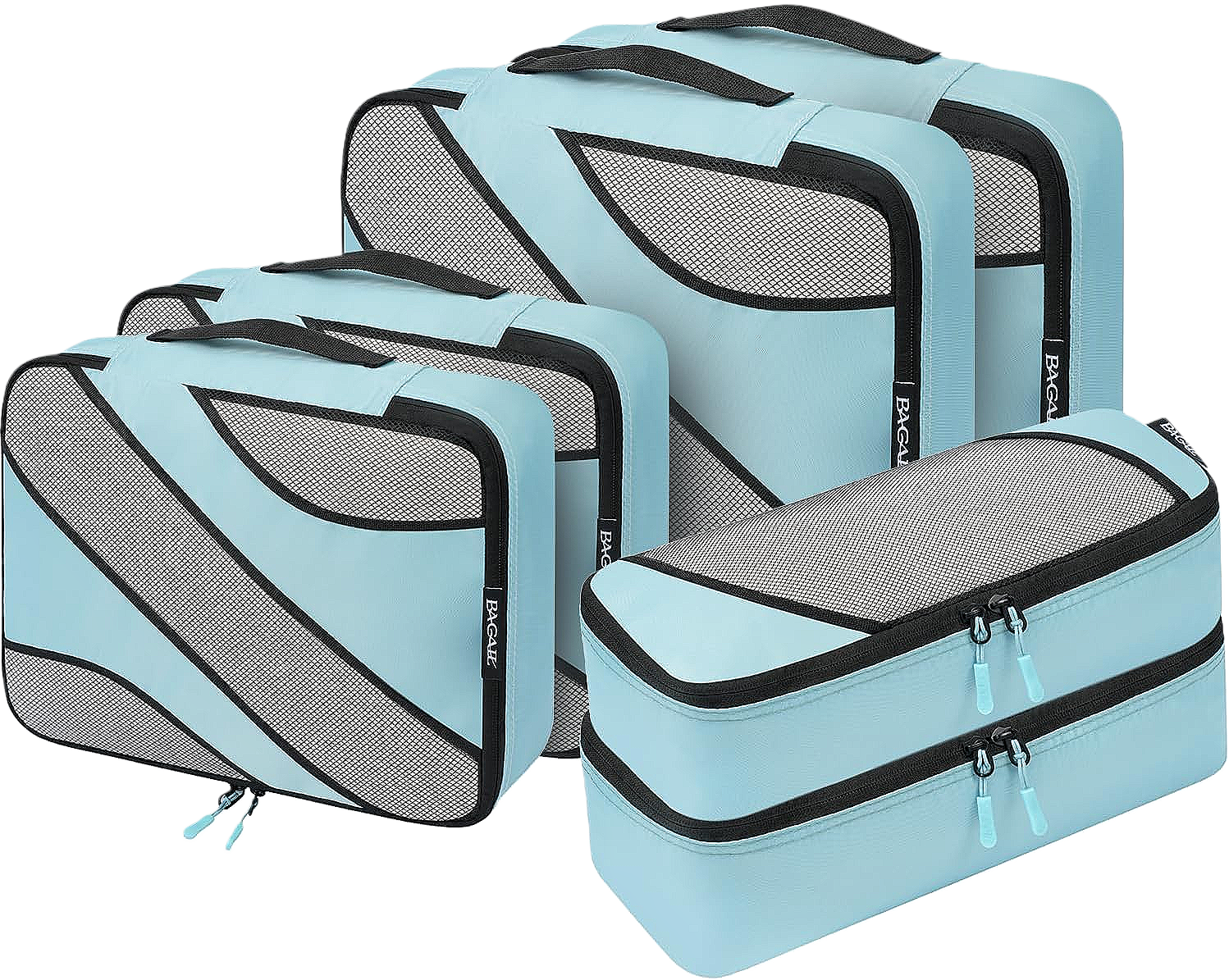 6 Set half mesh Packing Cubes -Various Sizes Travel Luggage Packing Organizers