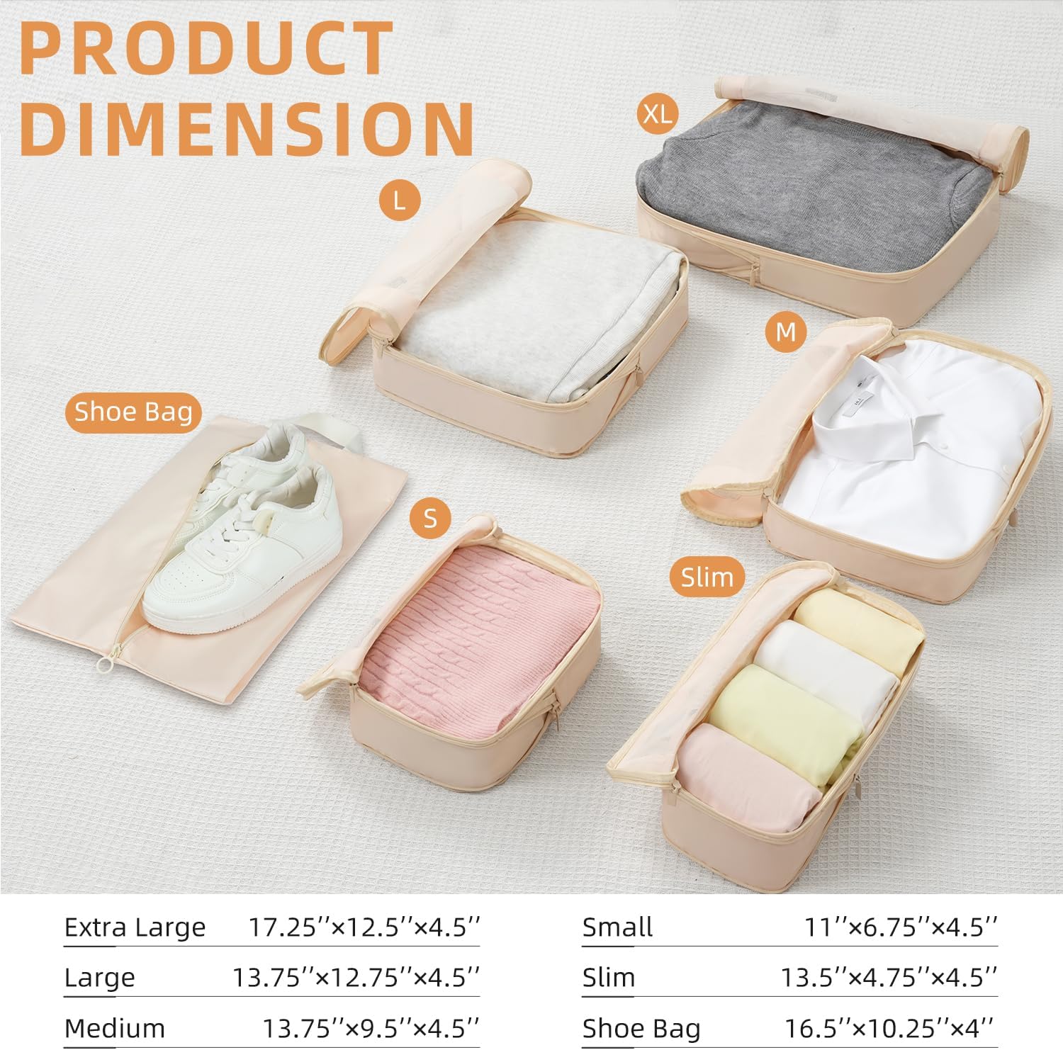 5 Set Square Mesh Compression Packing Cubes Travel Accessories Expandable Packing Organizers