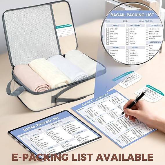 6 Set Label & Half Mesh Compression Packing Cubes with Packing List