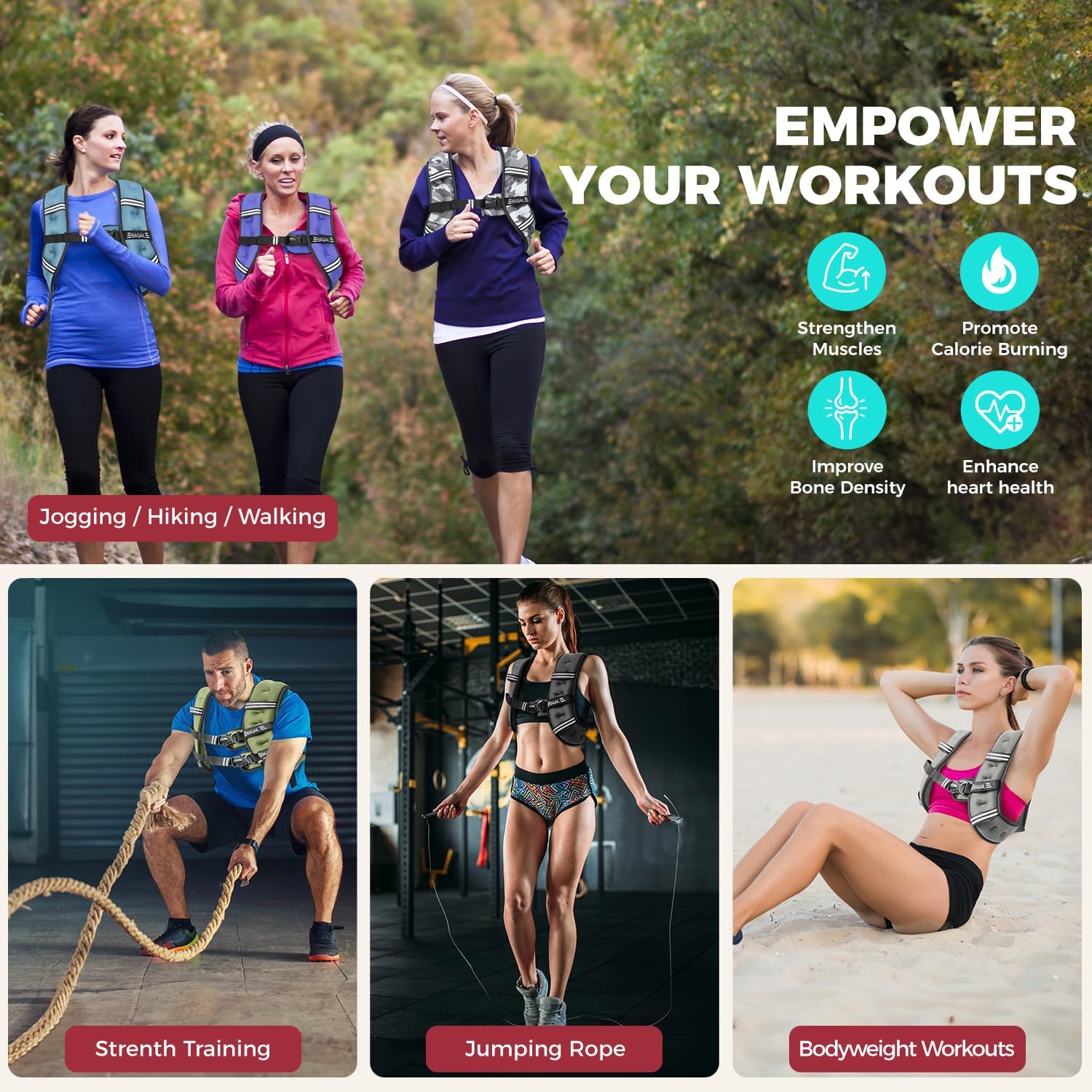 BAGAIL Comfort-Fit Weighted Vest for Woman, Even Weight Distribution, Faster Weight Loss, No-Chafe or Bounce for Walking & Running with Detachable Phone Pouch & Reflective Stripes (Available 5-30lbs)