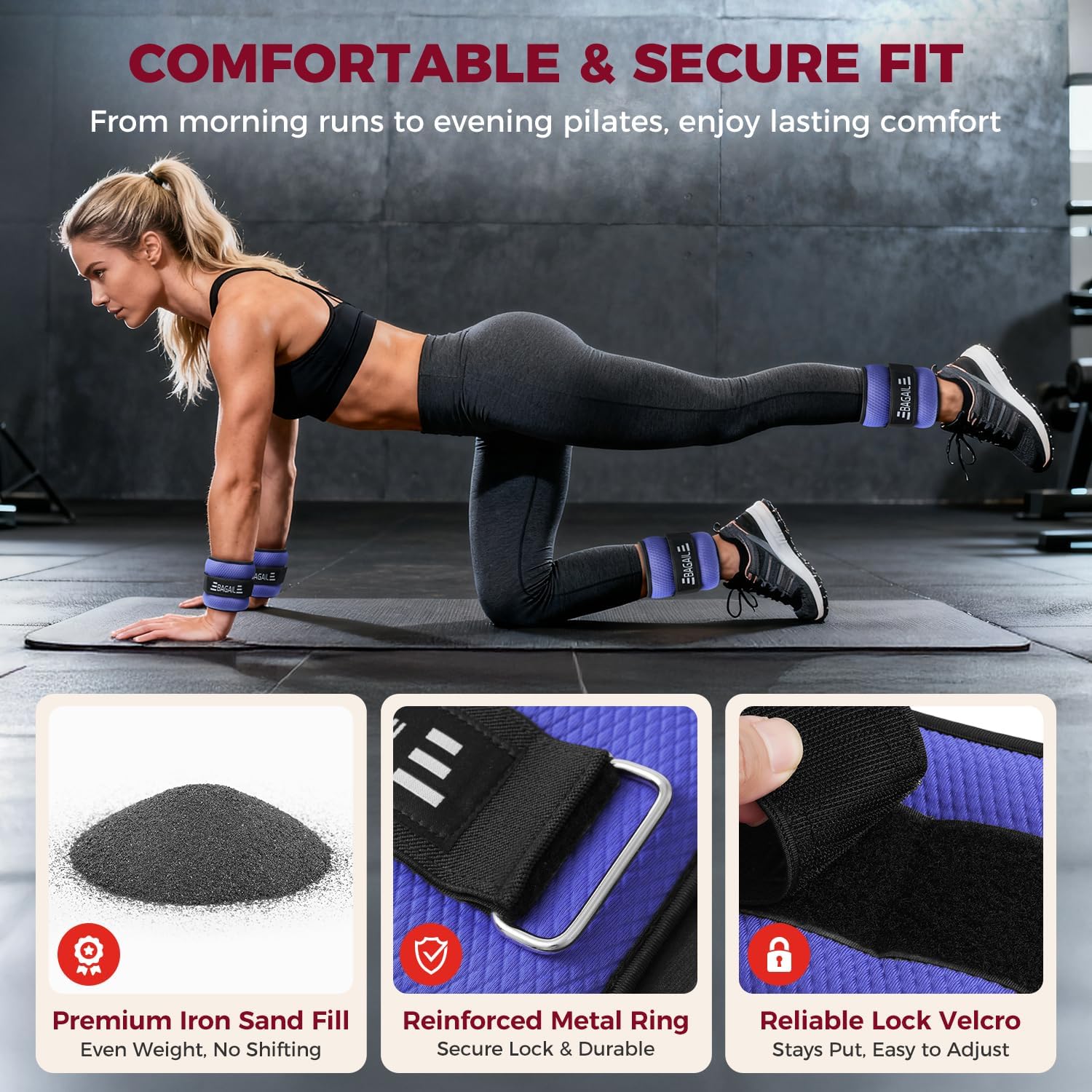 BAGAIL Ankle and Wrist Weights for Women & Men, 1 Pair 1/2/4/6/8/10 LBS Leg Weight with Sleek Design & Secure Fit, Arm Weighted Set for Walking, Running, Home Fitness & Physical Therapy