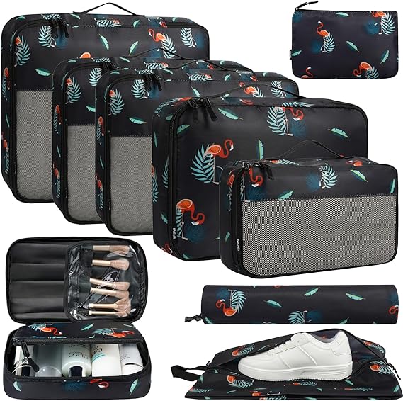 Half Mesh 8 Set Packing Cubes Luggage Packing Organizers for Travel Accessories