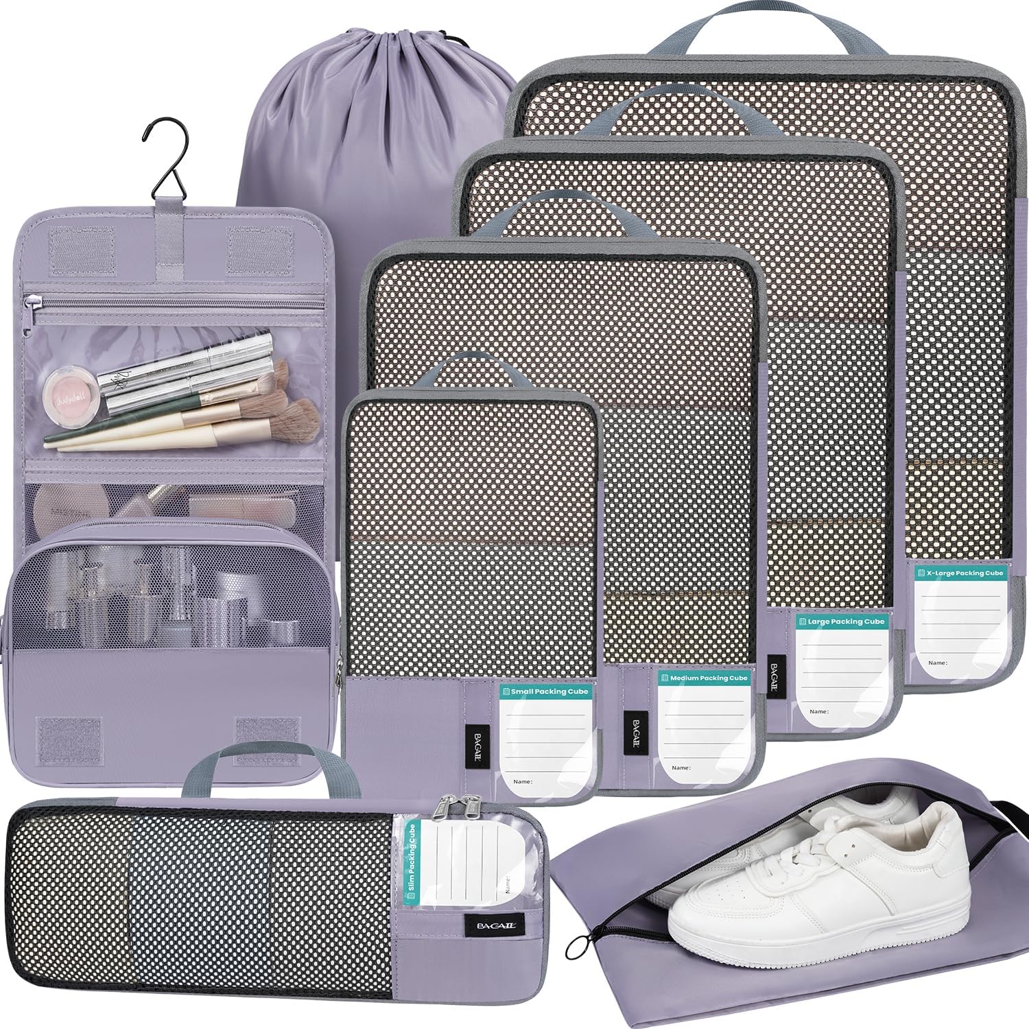 BAGAIL 6 Set Lightweight Compression Packing Cubes with Packing List, Anti-Tearing Expandable Organizer Bags for Travel