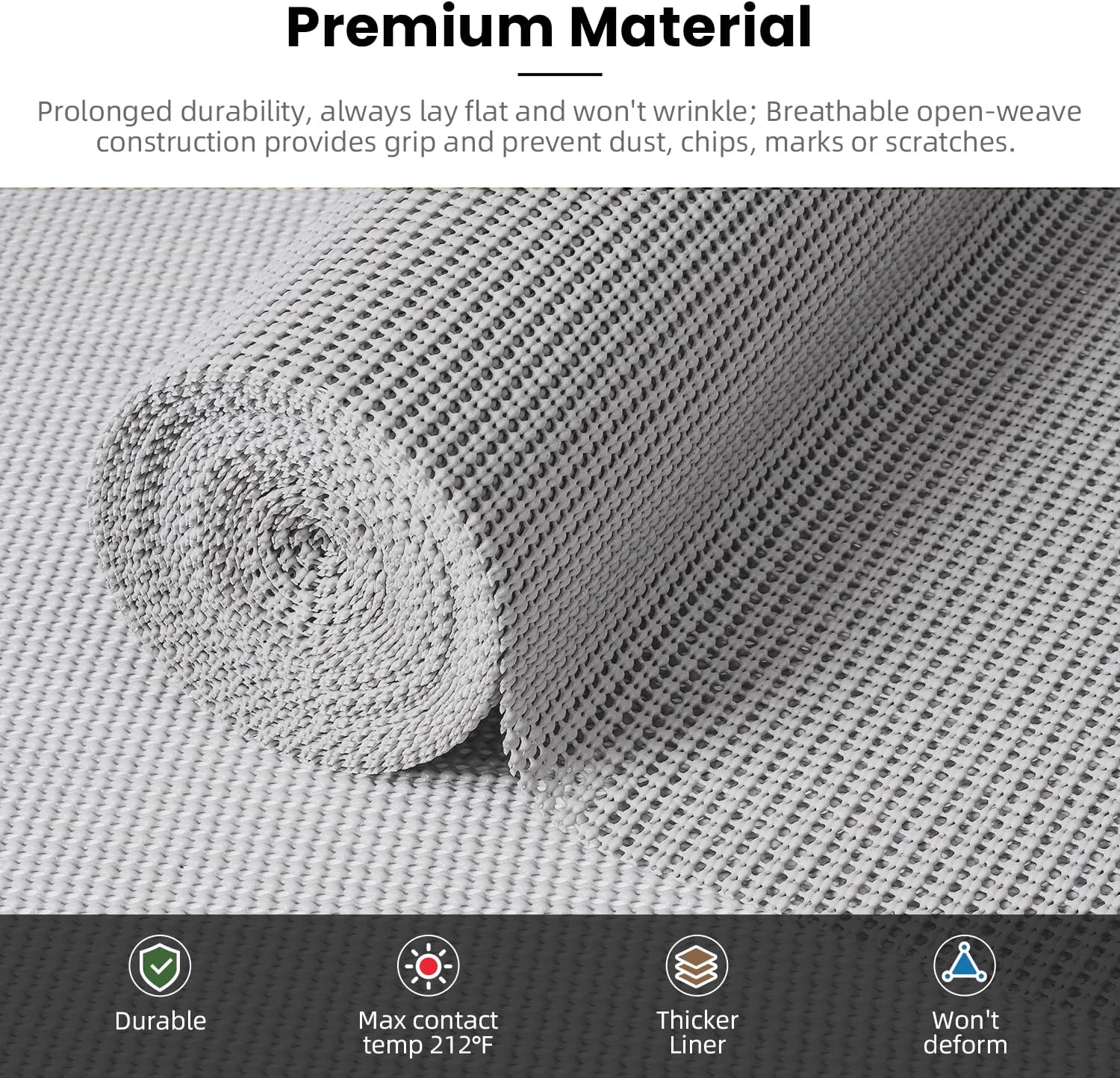 BAGAIL Drawer and Shelf Liner, 12 in X 10 Ft Non-Adhesive Shelf Liners for Kitchen Cabinets, Thick Strong Grip Liners for Desk, Shelves, Bathroom Drawers, Cabinet Protection - Black