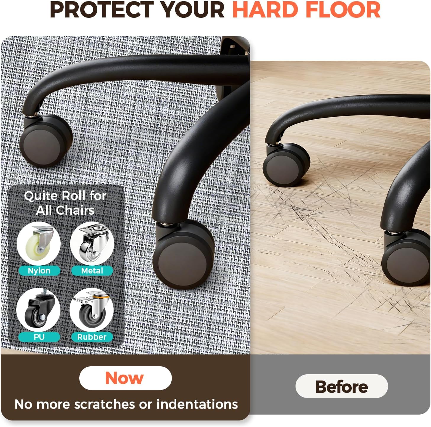 BAGAIL Office Chair Mat for Hardwood Floor, Heavy Duty Computer Chair Mat - Fast Flat & Smooth Glide - Non-Slip Desk Chair Floor Protector for Home Office