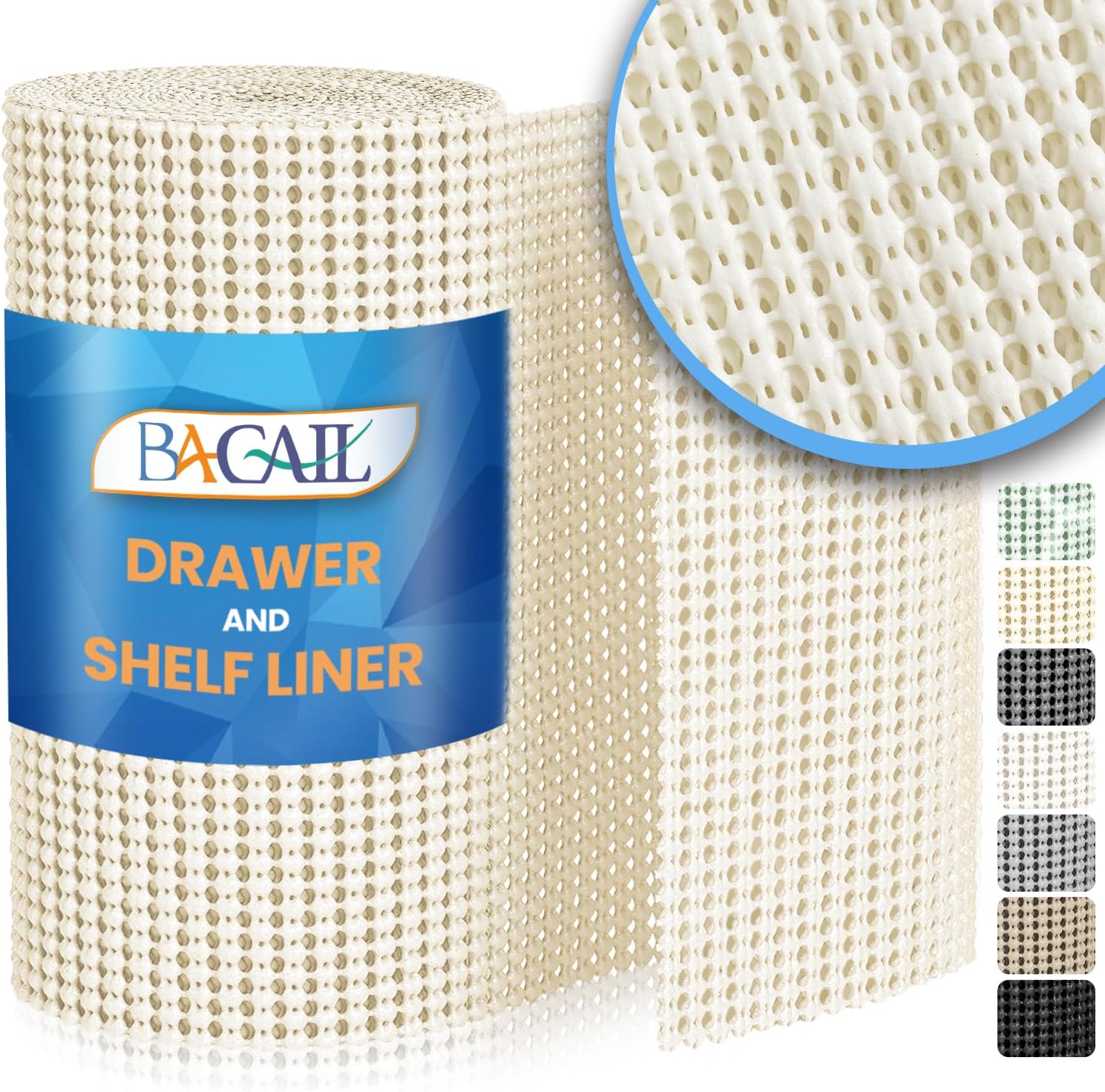 BAGAIL Drawer and Shelf Liner, 12 in X 10 Ft Non-Adhesive Shelf Liners for Kitchen Cabinets, Thick Strong Grip Liners for Desk, Shelves, Bathroom Drawers, Cabinet Protection - Black