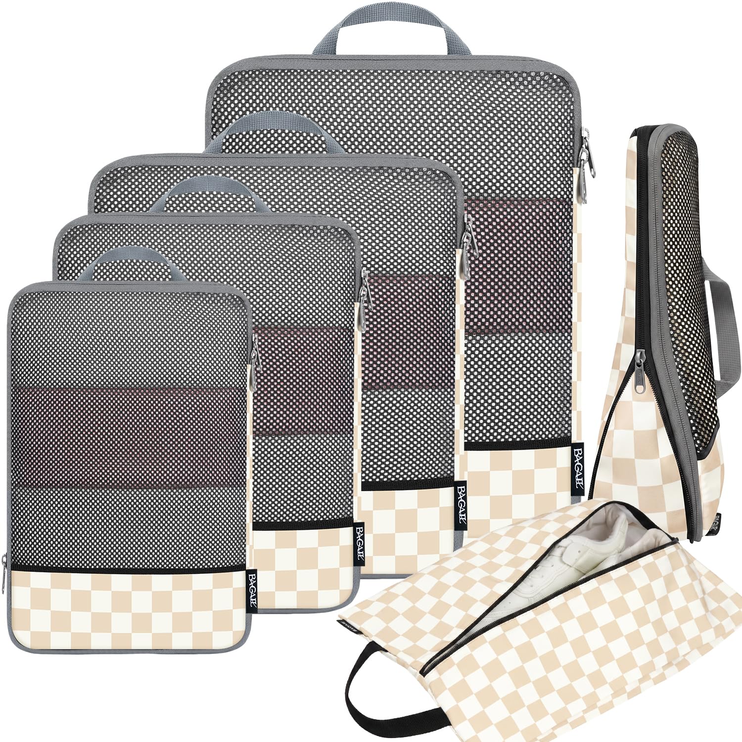 6 Set Compression Packing Cubes Travel Accessories Expandable Packing Organizers