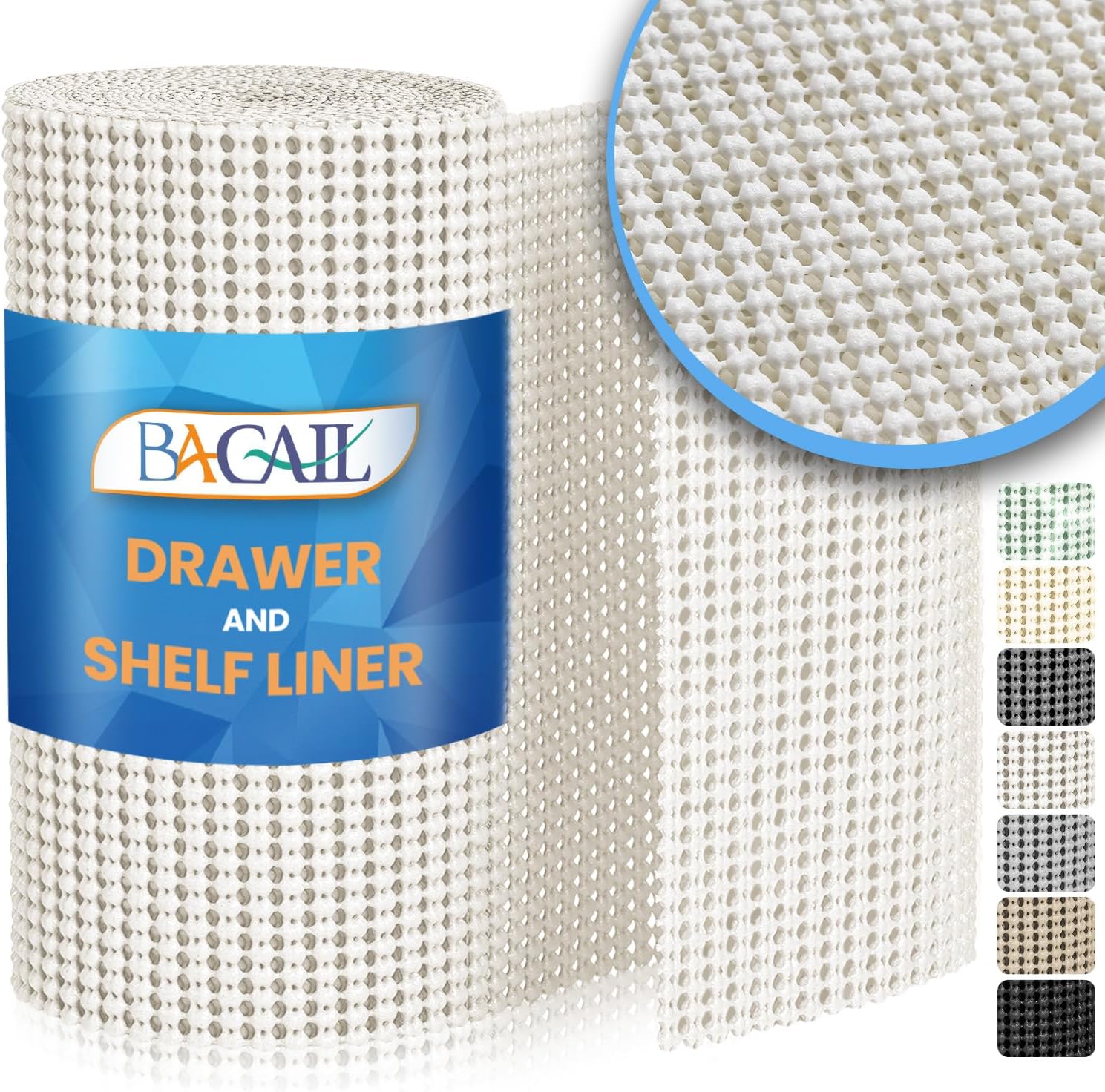 BAGAIL Drawer and Shelf Liner, 12 in X 10 Ft Non-Adhesive Shelf Liners for Kitchen Cabinets, Thick Strong Grip Liners for Desk, Shelves, Bathroom Drawers, Cabinet Protection - Black