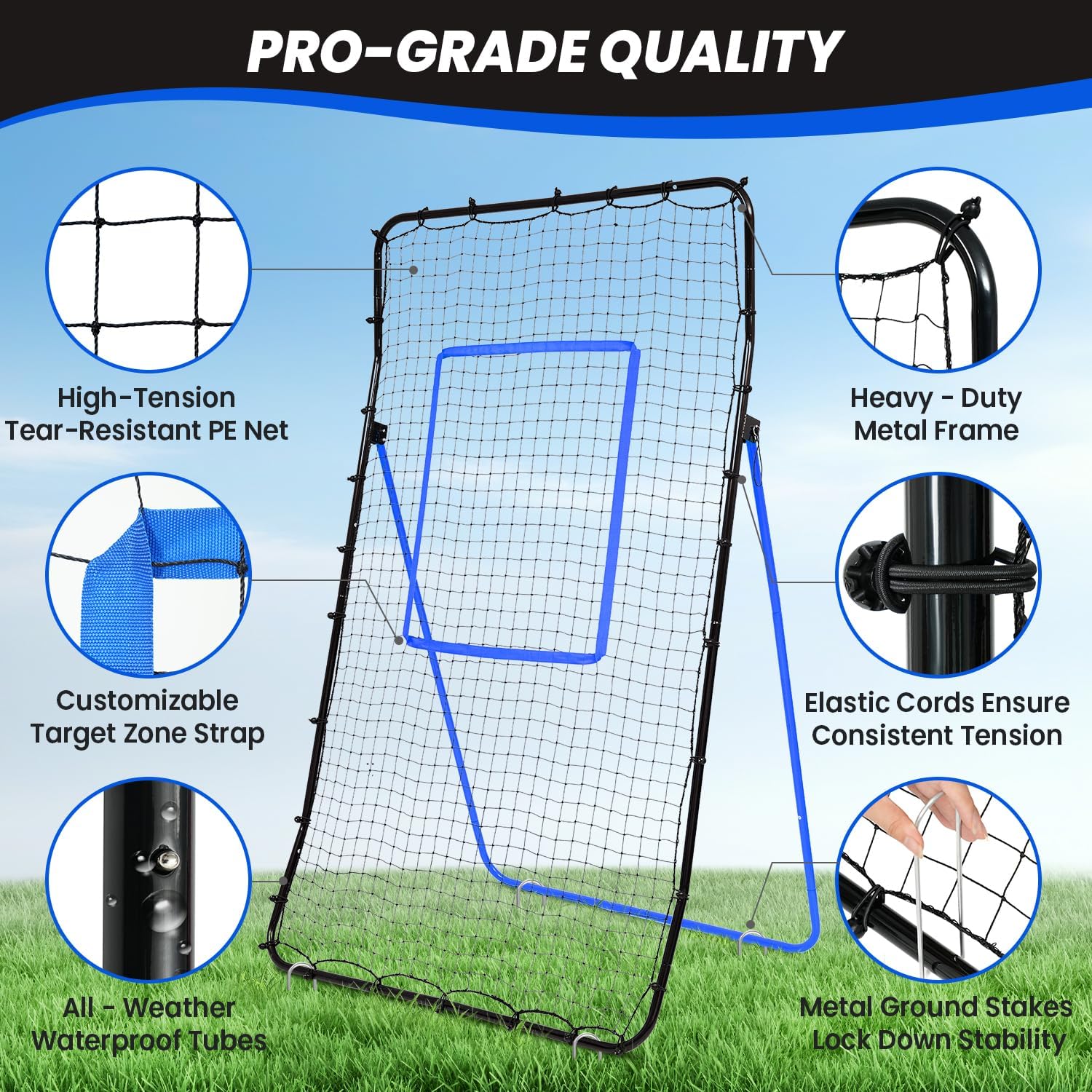 BAGAIL Volleyball Rebounder Net 7x4 Ft, Bounce Back Training Equipment with Adjustable Angles for Practicing Volleying, Bumping, Spiking, Easy Set Up & Sturdy Base for Multi Sports
