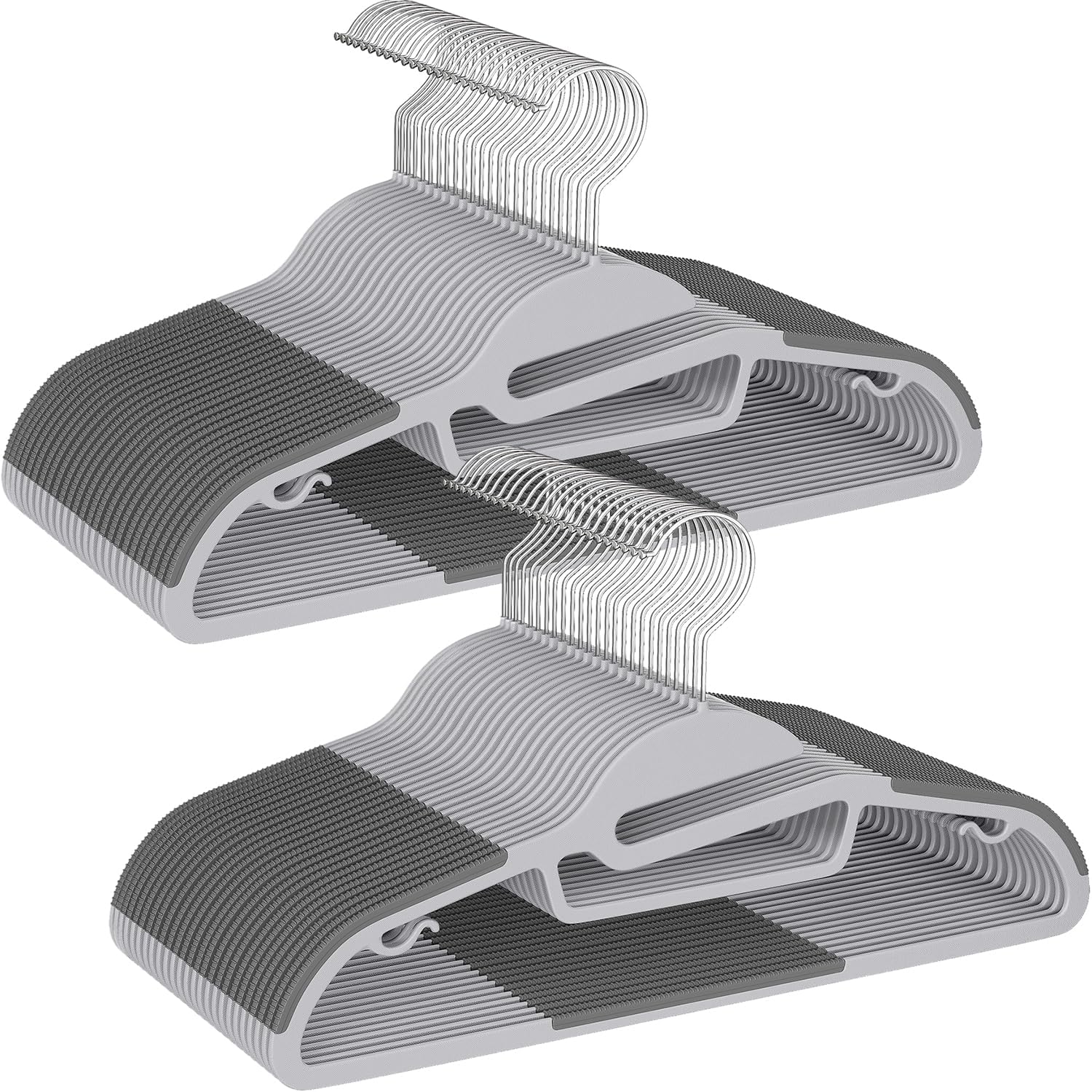Plastic Hangers 50 Pack with Non-Slip Design,0.2 Inches Thick, 360°Swivel Hook Space Saving Organizer