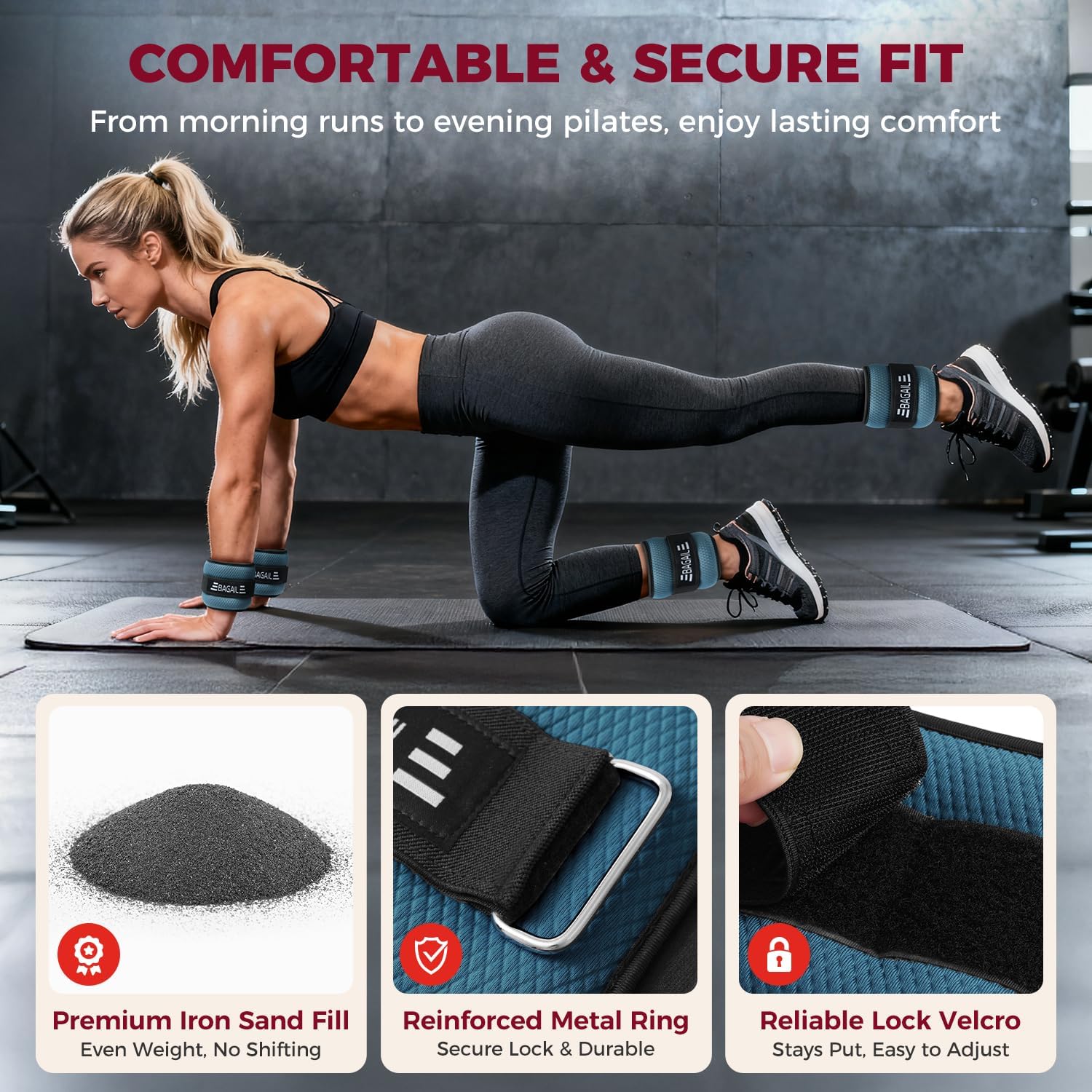 BAGAIL Ankle and Wrist Weights for Women & Men, 1 Pair 1/2/4/6/8/10 LBS Leg Weight with Sleek Design & Secure Fit, Arm Weighted Set for Walking, Running, Home Fitness & Physical Therapy