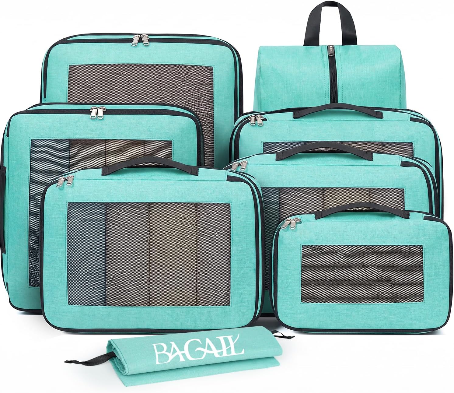 BAGAIL 8 Set Compression Packing Cubes-BAGAIL