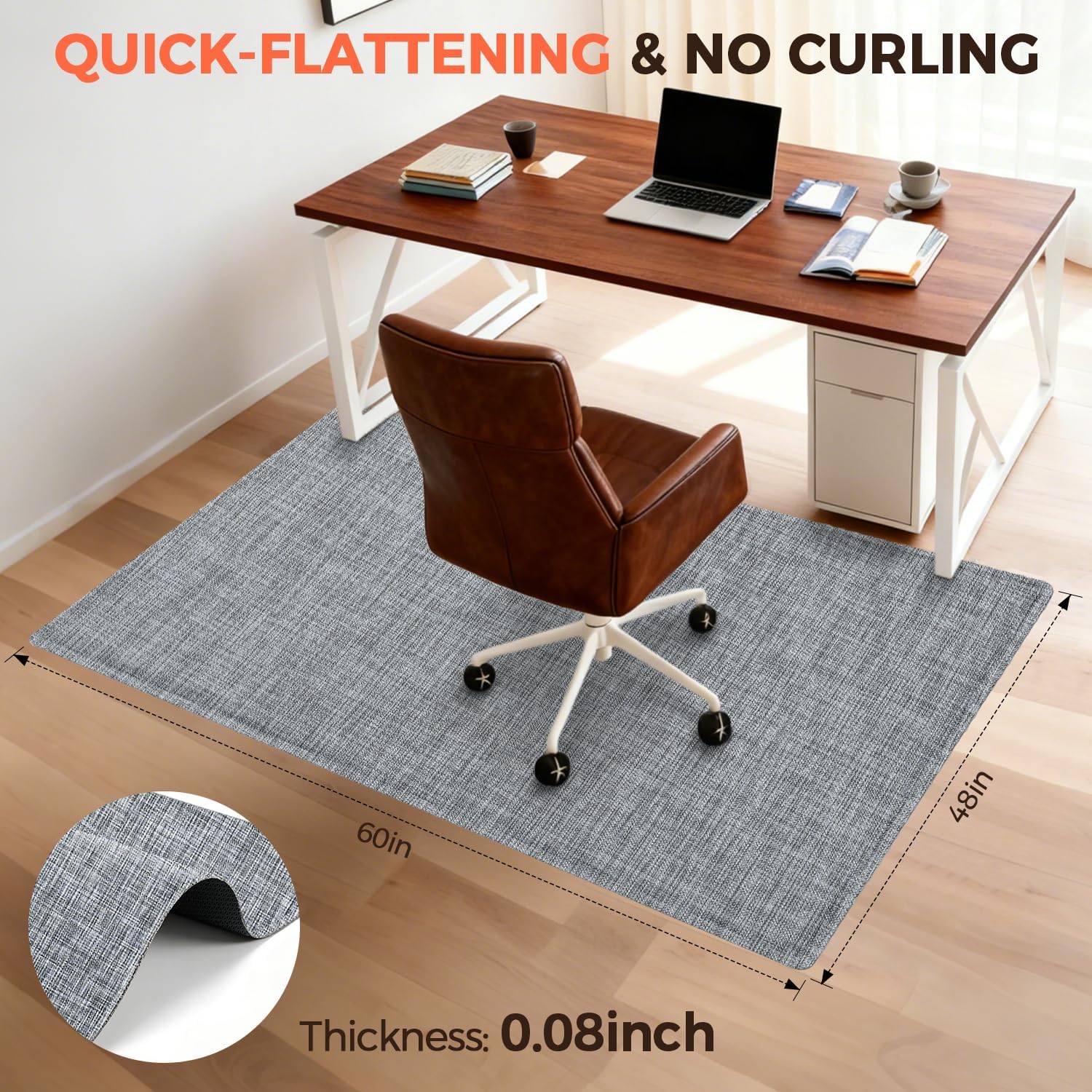 BAGAIL Office Chair Mat for Hardwood Floor, Heavy Duty Computer Chair Mat - Fast Flat & Smooth Glide - Non-Slip Desk Chair Floor Protector for Home Office