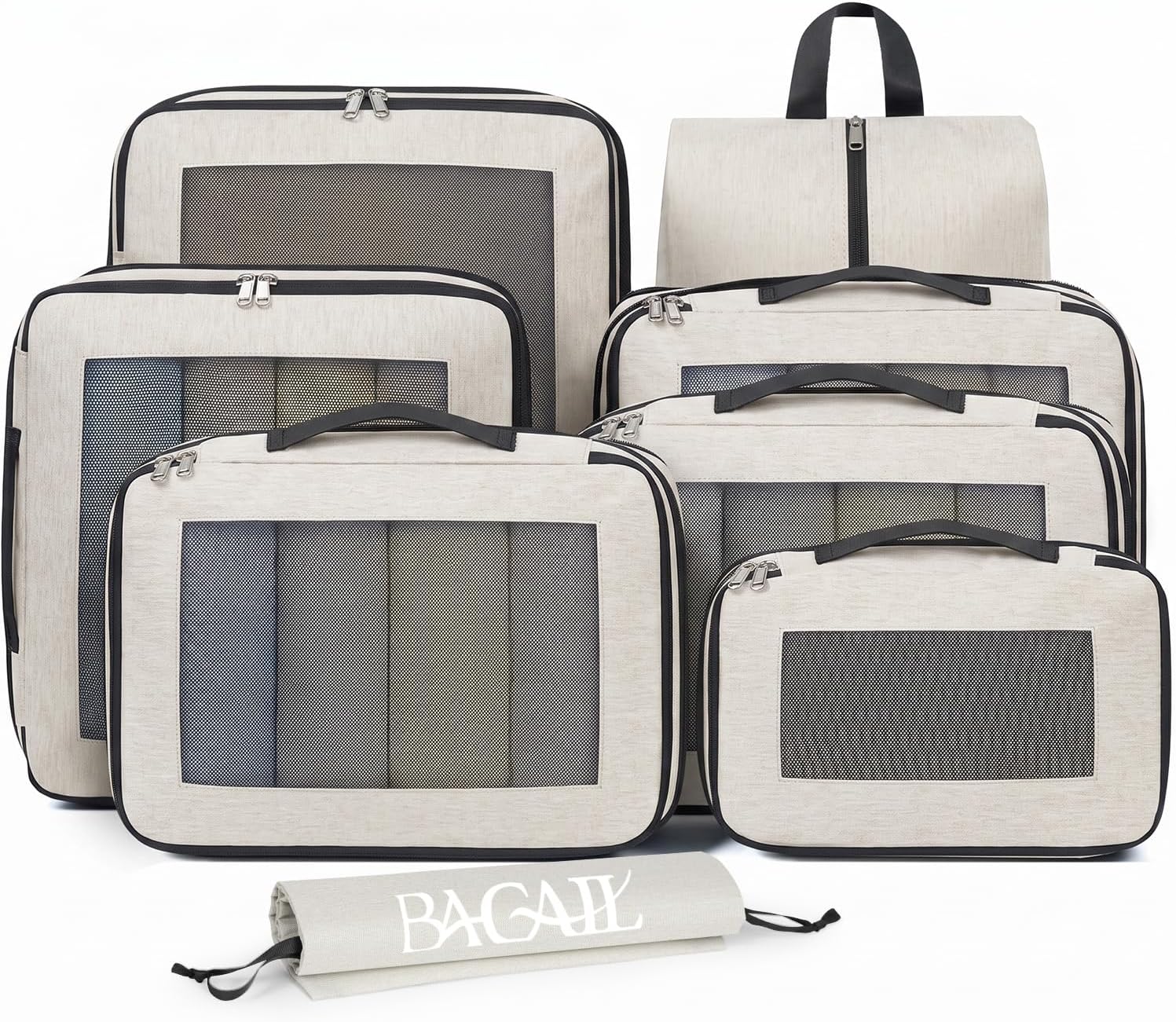 BAGAIL 8 Set Compression Packing Cubes-BAGAIL