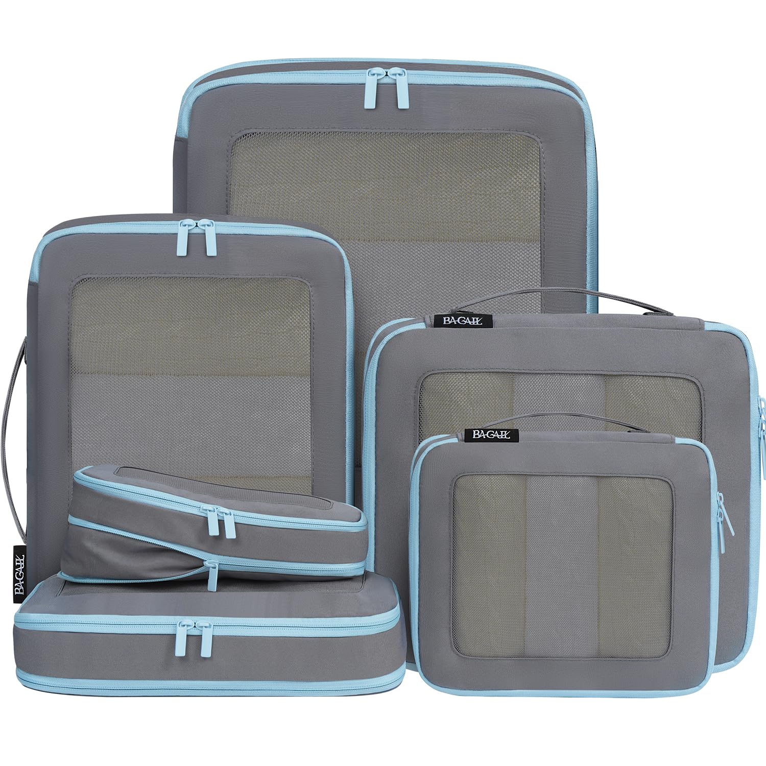 BAGAIL Durable Compression Packing Cubes for Travel,6 Set-Light Pink
