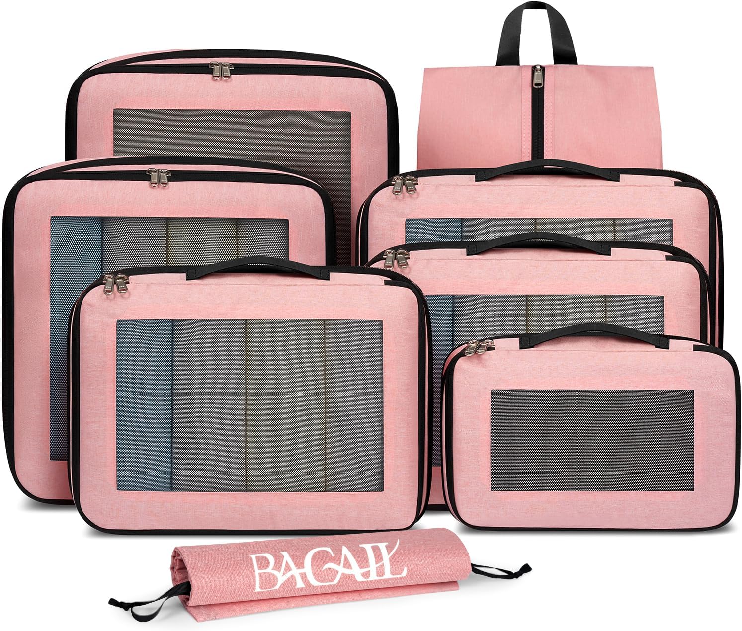 BAGAIL 8 Set Compression Packing Cubes-BAGAIL