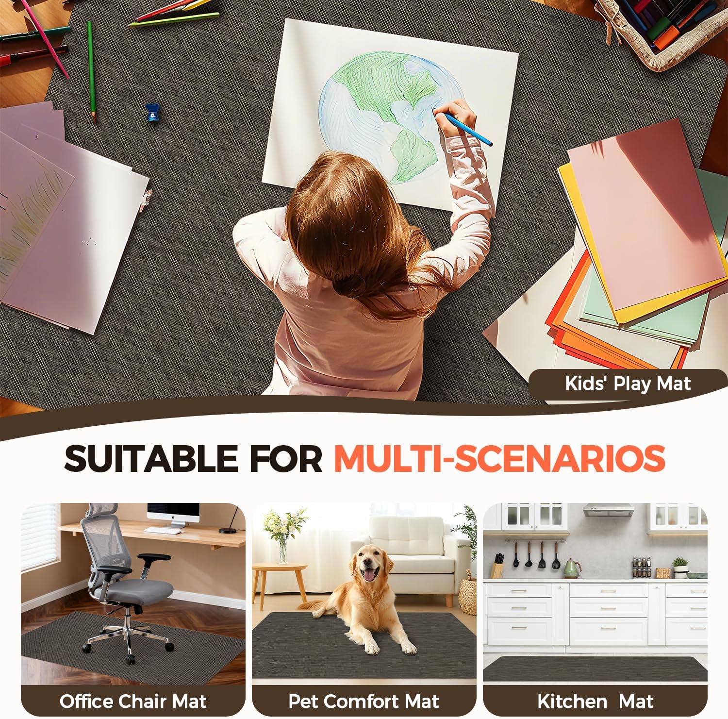 BAGAIL Office Chair Mat for Hardwood Floor, Heavy Duty Computer Chair Mat - Fast Flat & Smooth Glide - Non-Slip Desk Chair Floor Protector for Home Office