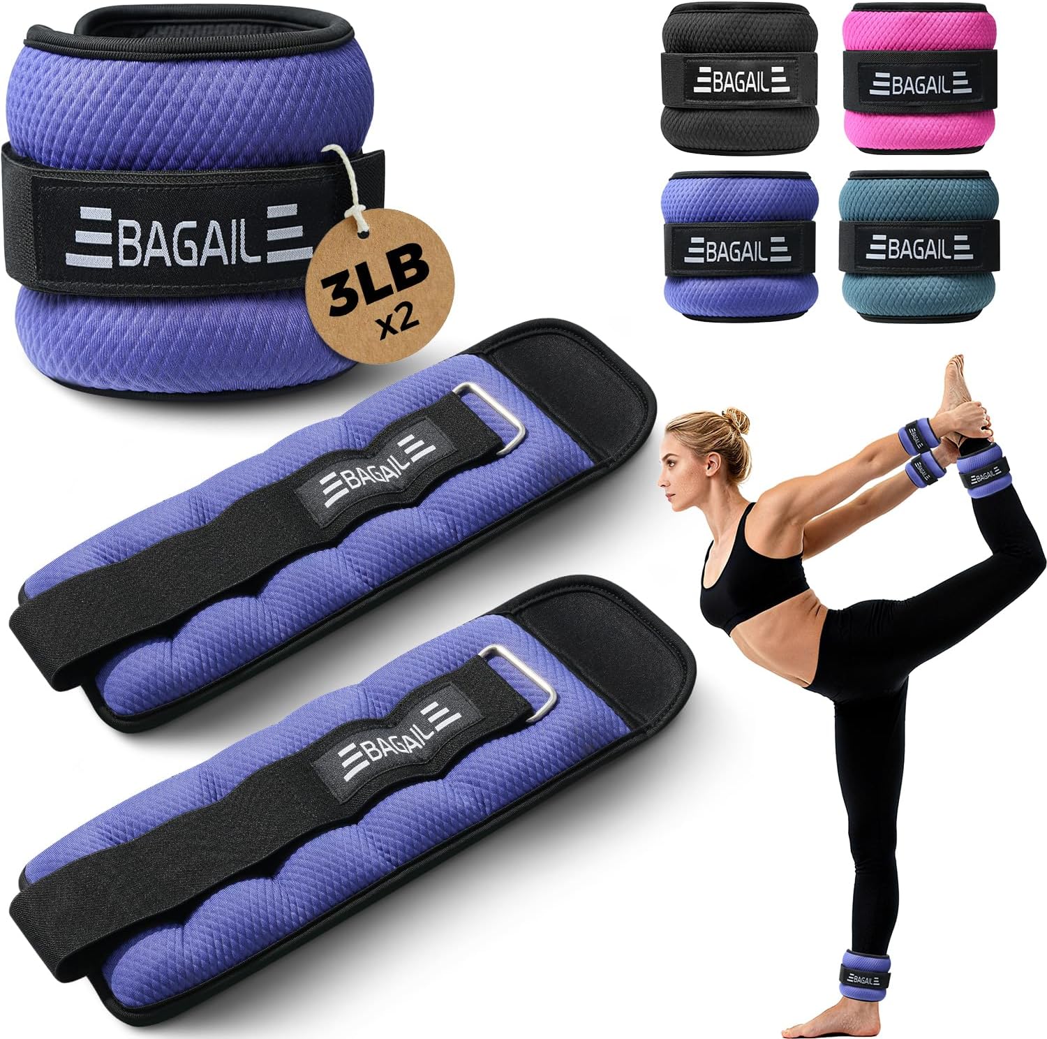 BAGAIL Ankle and Wrist Weights for Women & Men, 1 Pair 1/2/4/6/8/10 LBS Leg Weight with Sleek Design & Secure Fit, Arm Weighted Set for Walking, Running, Home Fitness & Physical Therapy